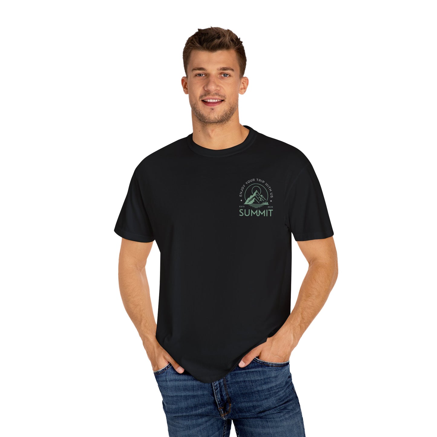 Summit Adventure Man's Garment-Dyed T-shirt | Nature Lover Tee | Hiking Shirt | Outdoor Apparel | Perfect Gift for Explorers