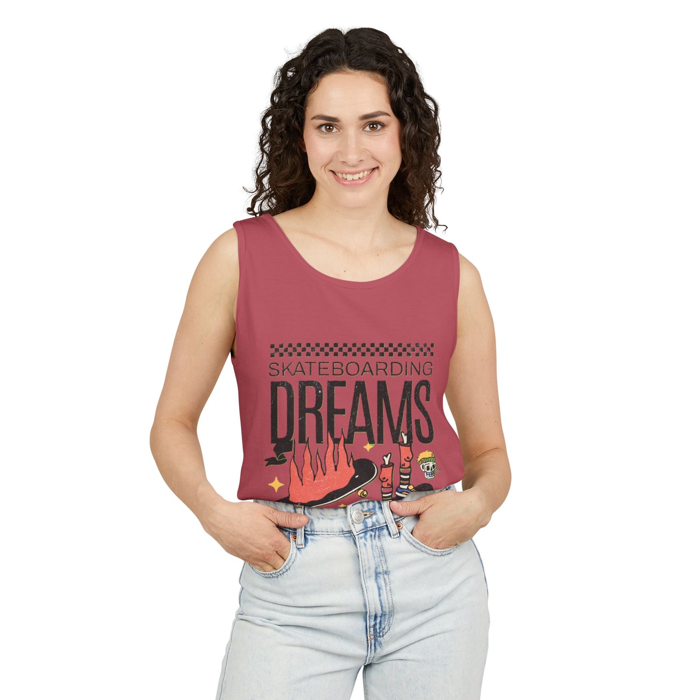 Skateboarding Dreams Tank Top, Unisex Summer Top, Skateboarder Gift, Beach Wear, Casual Outfit, Skate Culture Apparel