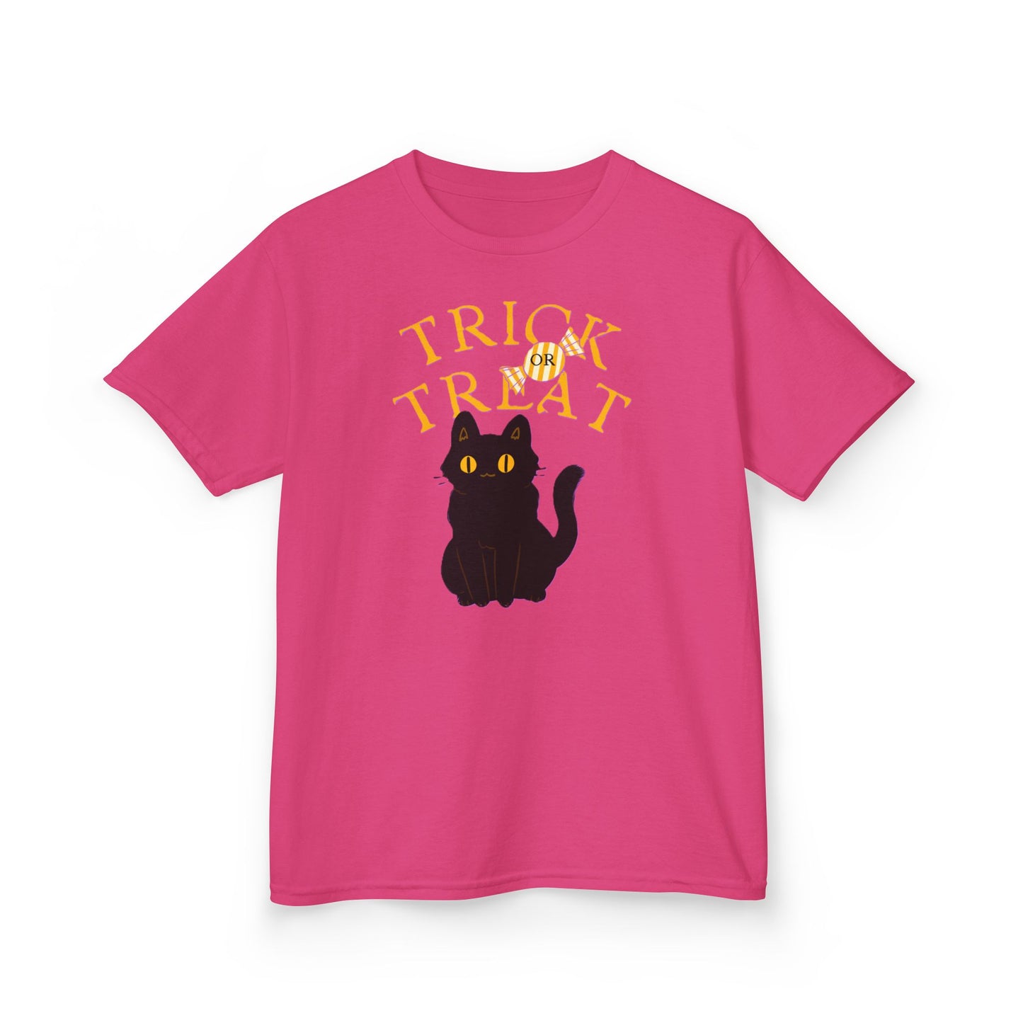 Halloween Cat Tee, Trick or Treat Girl Shirts, Spooky Kids Apparel, Fun Halloween Outfit, Cat Lover Gift