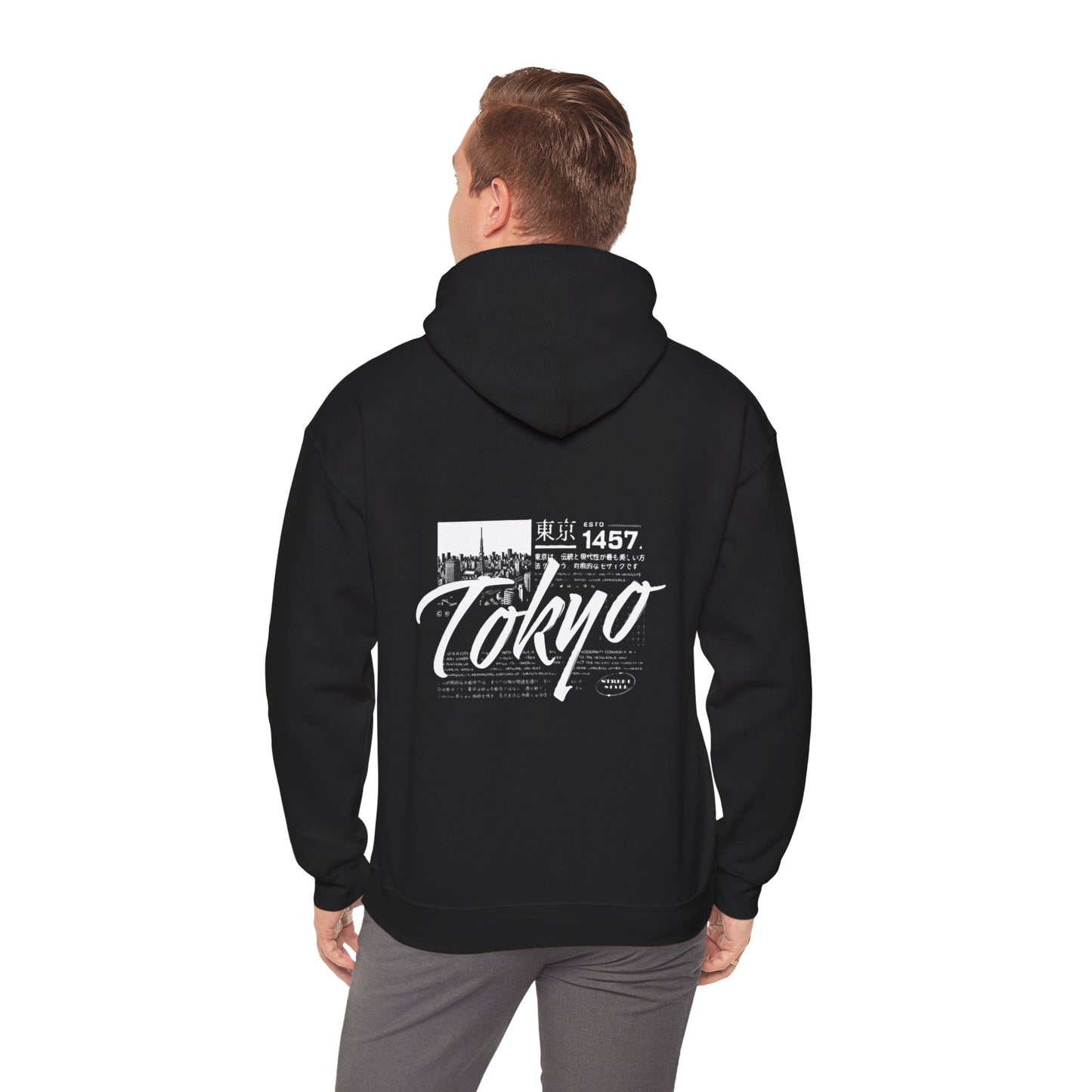 Tokyo-Inspired men's Hoodie, Cozy Streetwear Sweatshirt, Gift for Travelers, Vintage Style Pullover, Perfect for Fall, Casual Wear