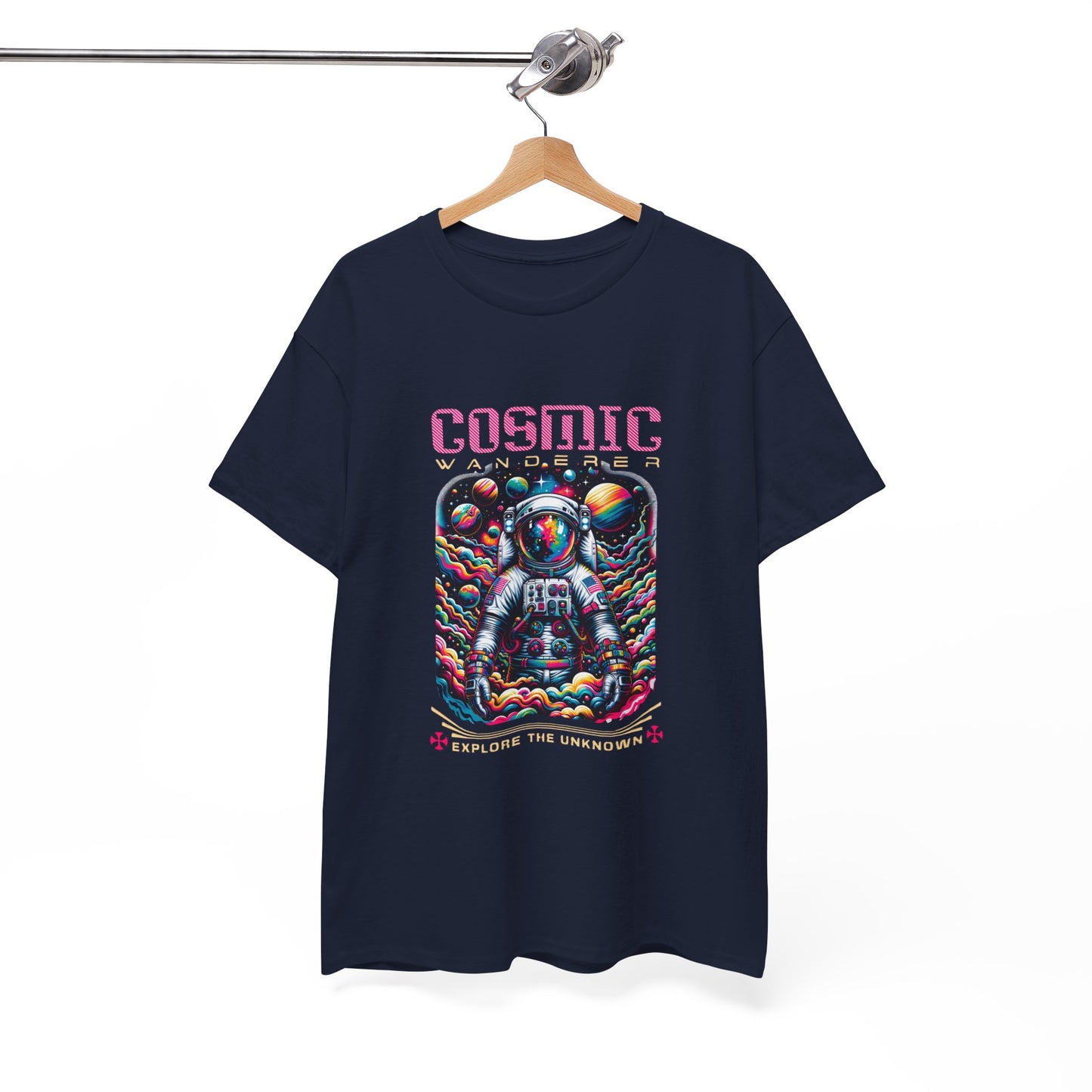 Cosmic Voyager Tee, Explore the Unknown Graphic T-Shirt, Space Theme Apparel, Unisex Cotton Tee, Gift for Space Lovers, Unique Casual Wear