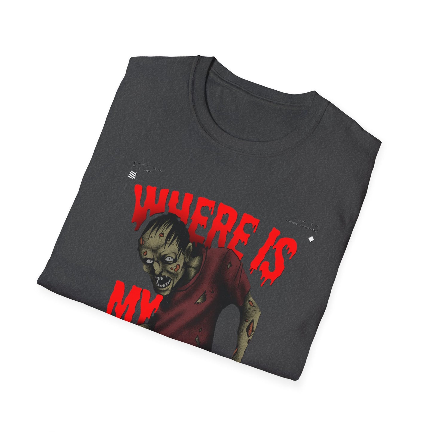 Zombie Halloween T-Shirt, Where is My Candy? Graphic Tee, Unisex Softstyle Tee, Horror T-Shirt, Spooky Costume Apparel