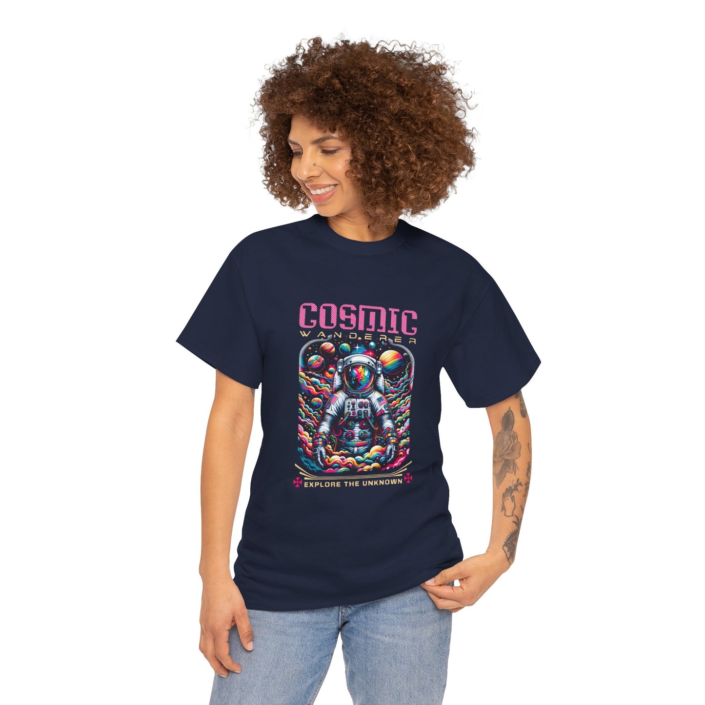 Cosmic Voyager Tee, Explore the Unknown Graphic T-Shirt, Space Theme Apparel, Unisex Cotton Tee, Gift for Space Lovers, Unique Casual Wear