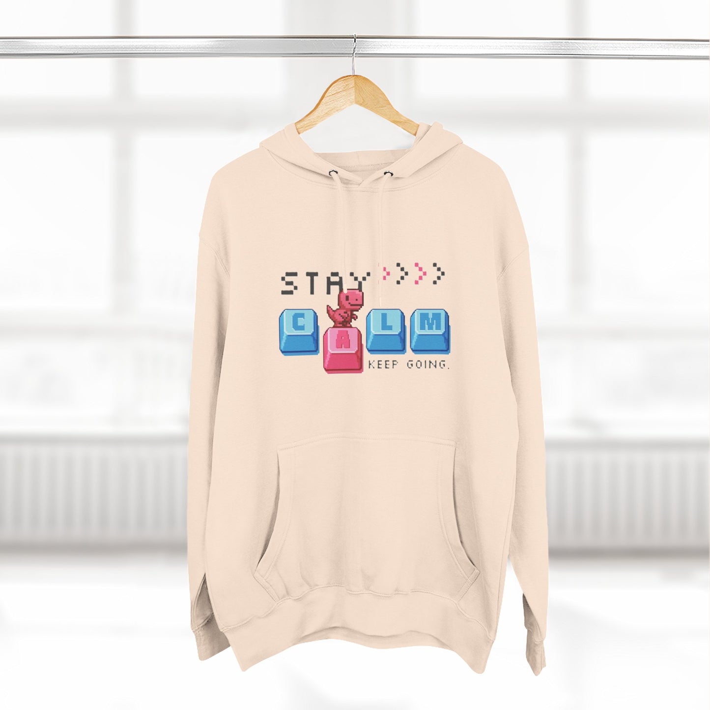 Stay Calm Fleece Hoodie, Cozy Sweatshirt for Relaxation, Gifts for Him/Her, Motivational Apparel, Perfect for Fall/Winter