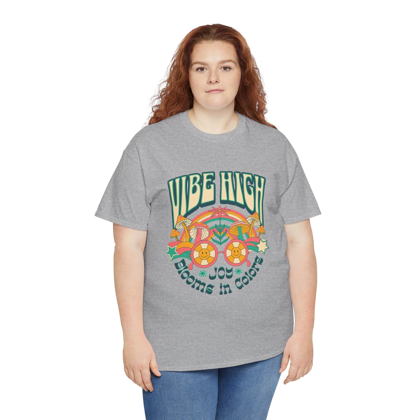 Vibe High women's Heavy Cotton Tee | Retro Graphic Tee for Music Lovers, Festival Wear, Casual Outfits, Gift Idea
