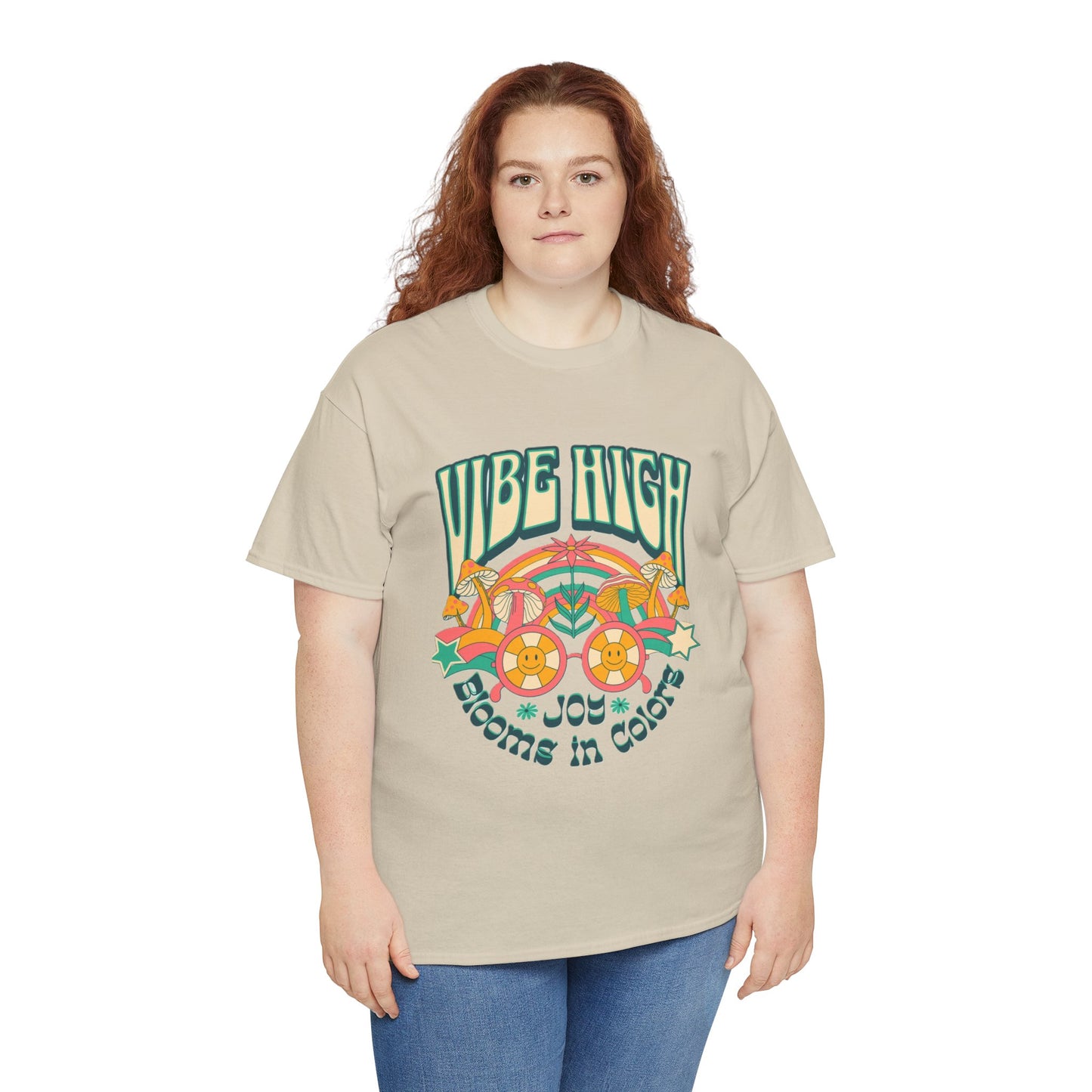 Vibe High women's Heavy Cotton Tee | Retro Graphic Tee for Music Lovers, Festival Wear, Casual Outfits, Gift Idea