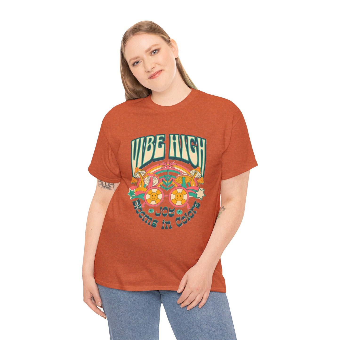 Vibe High women's Heavy Cotton Tee | Retro Graphic Tee for Music Lovers, Festival Wear, Casual Outfits, Gift Idea