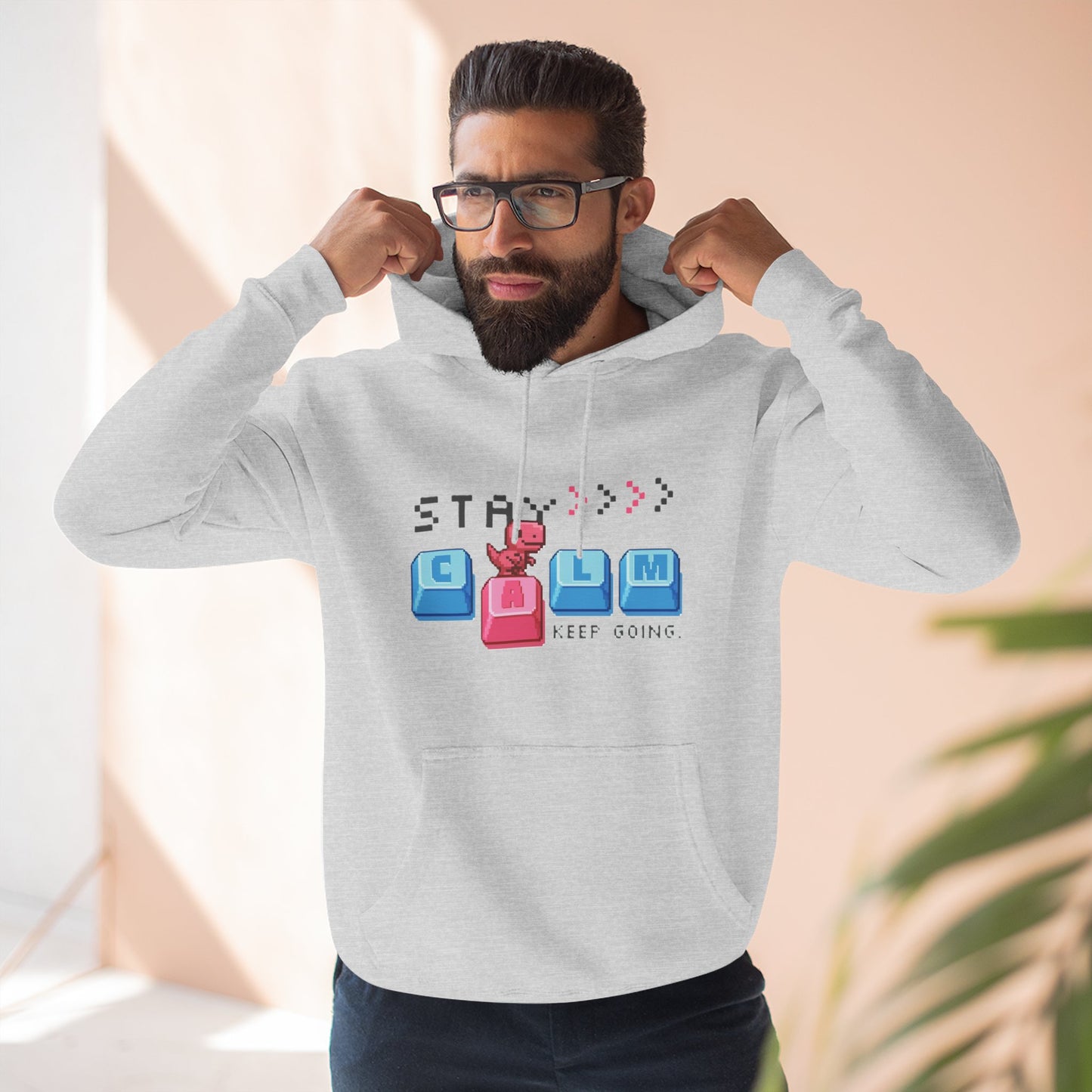 Stay Calm Fleece Hoodie, Cozy Sweatshirt for Relaxation, Gifts for Him/Her, Motivational Apparel, Perfect for Fall/Winter