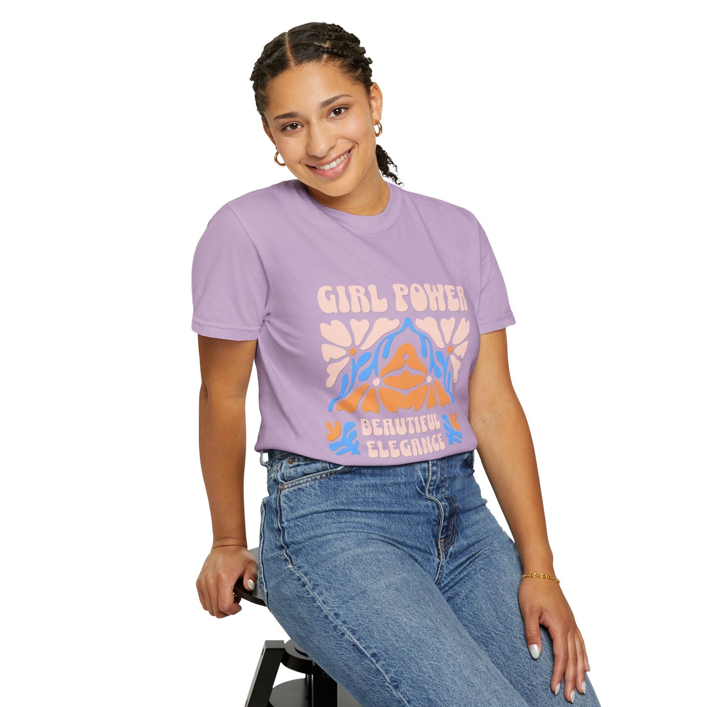 Girl Power Garment-Dyed T-Shirt, Feminist Apparel, Unique Gift for Women, Comfortable Everyday Wear, Trendy Casual Style