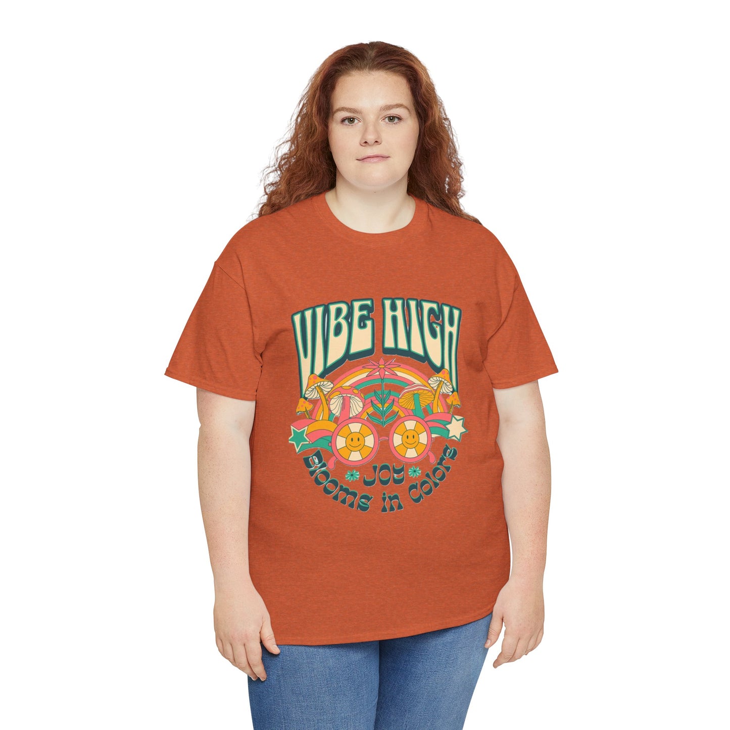 Vibe High women's Heavy Cotton Tee | Retro Graphic Tee for Music Lovers, Festival Wear, Casual Outfits, Gift Idea