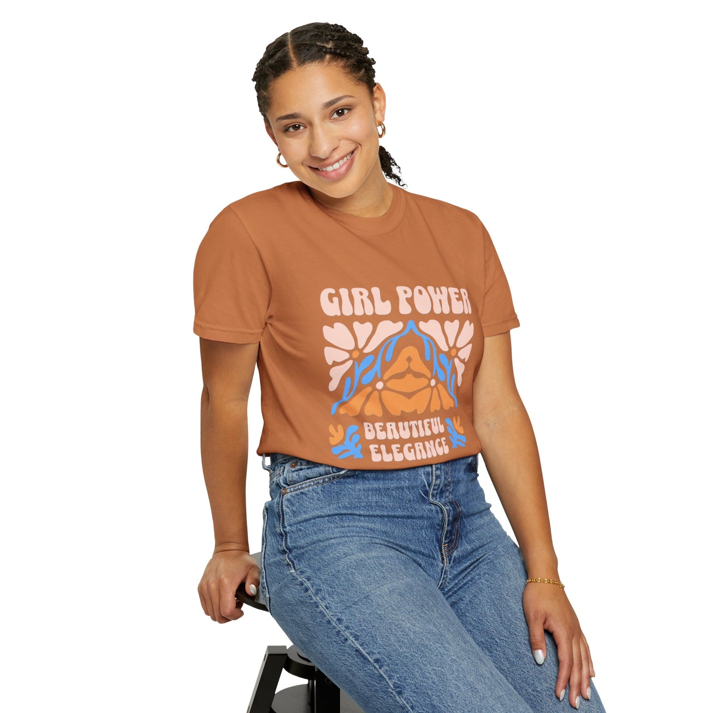 Girl Power Garment-Dyed T-Shirt, Feminist Apparel, Unique Gift for Women, Comfortable Everyday Wear, Trendy Casual Style
