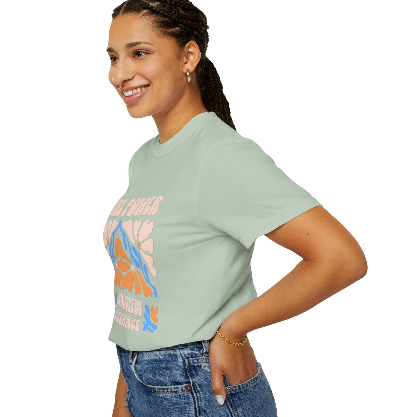 Girl Power Garment-Dyed T-Shirt, Feminist Apparel, Unique Gift for Women, Comfortable Everyday Wear, Trendy Casual Style