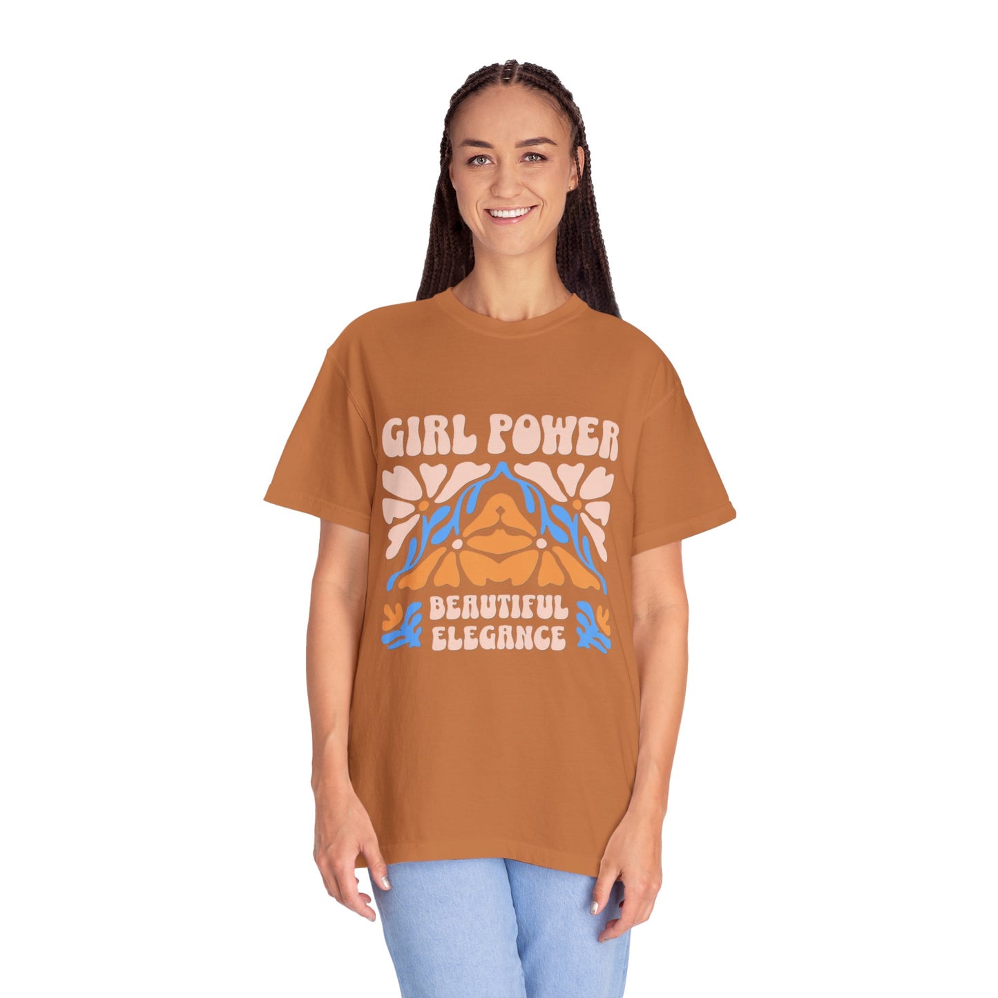 Girl Power Garment-Dyed T-Shirt, Feminist Apparel, Unique Gift for Women, Comfortable Everyday Wear, Trendy Casual Style