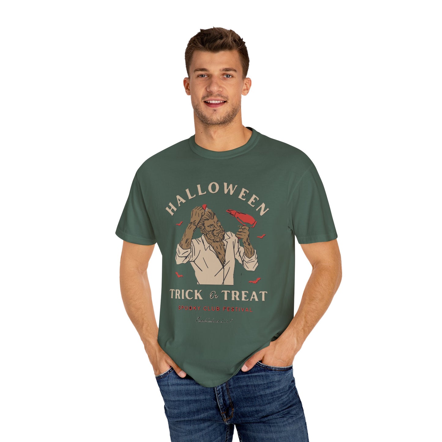Halloween Trick or Treat Men T-Shirt, Spooky Shirt, Autumn Apparel, Fall Fashion, Halloween Costume, Trick or Treat Tee