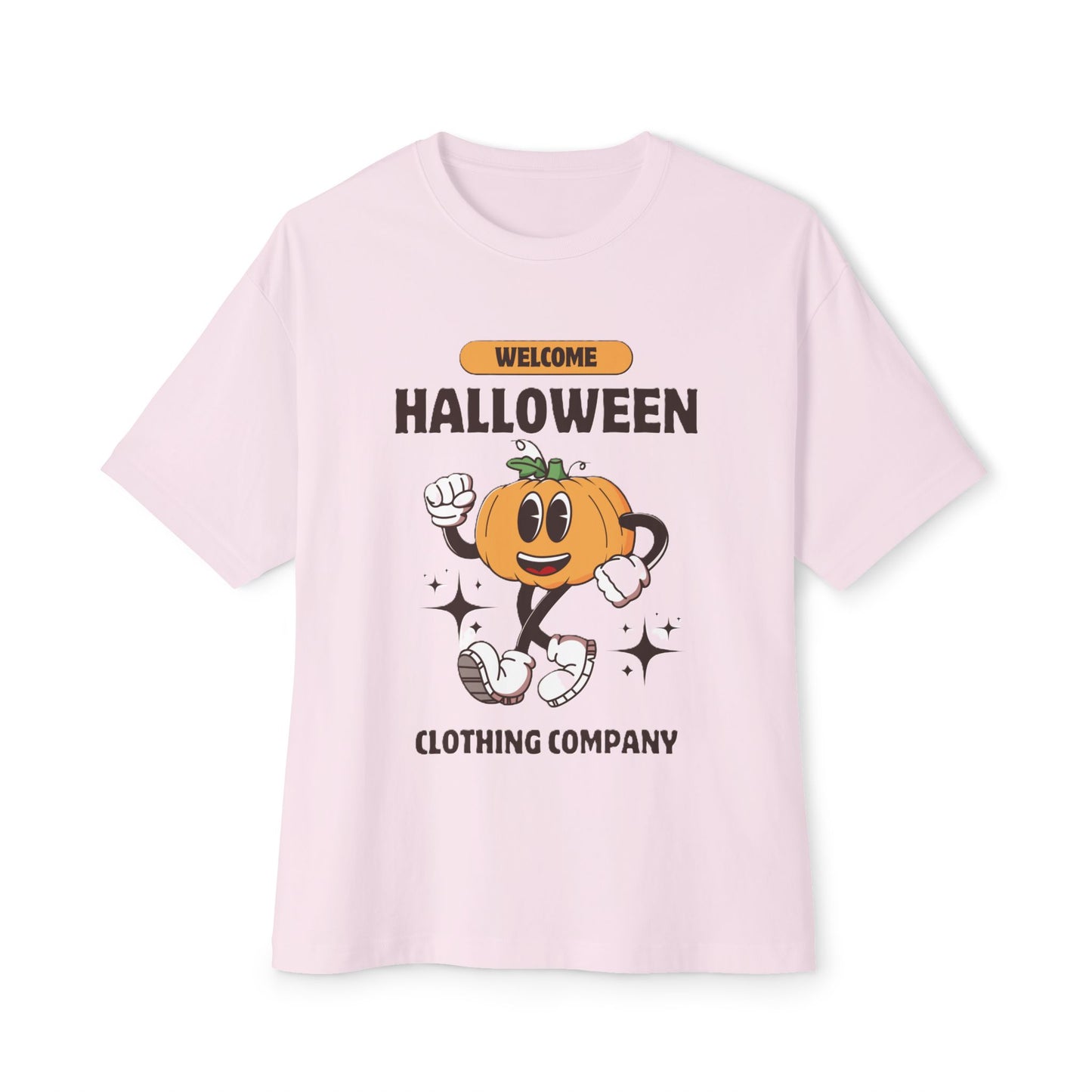 Welcome Halloween Unisex Oversized Boxy Tee | Cute Pumpkin Tee, Fall Apparel, Halloween Party Shirt, Cozy Graphic Tee