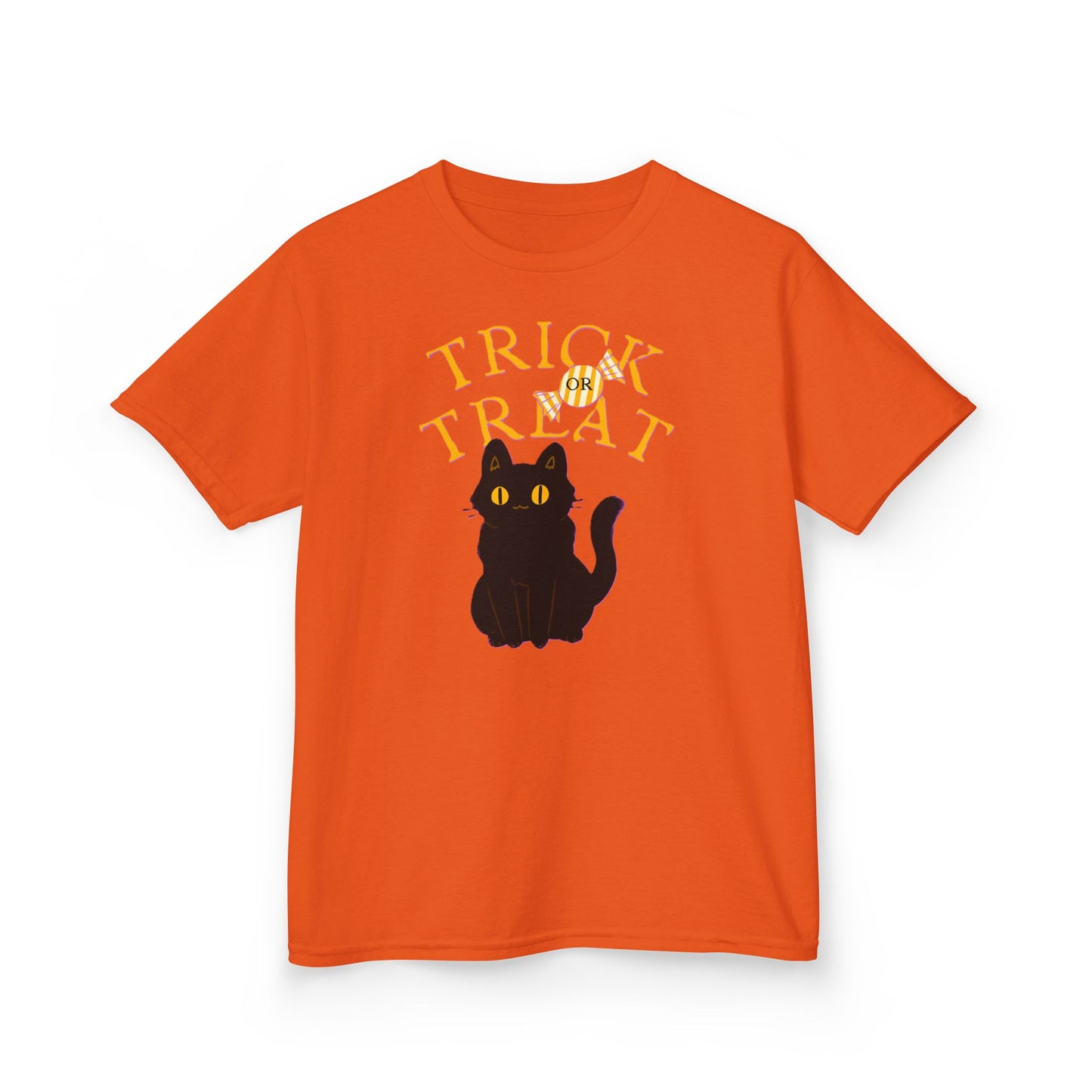 Halloween Cat Tee, Trick or Treat Girl Shirts, Spooky Kids Apparel, Fun Halloween Outfit, Cat Lover Gift
