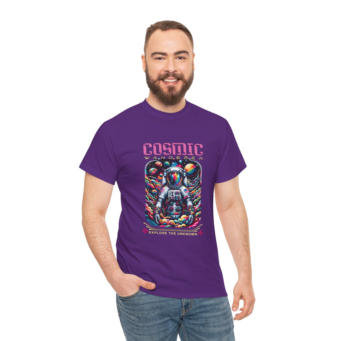 Cosmic Voyager Tee, Explore the Unknown Graphic T-Shirt, Space Theme Apparel, Unisex Cotton Tee, Gift for Space Lovers, Unique Casual Wear