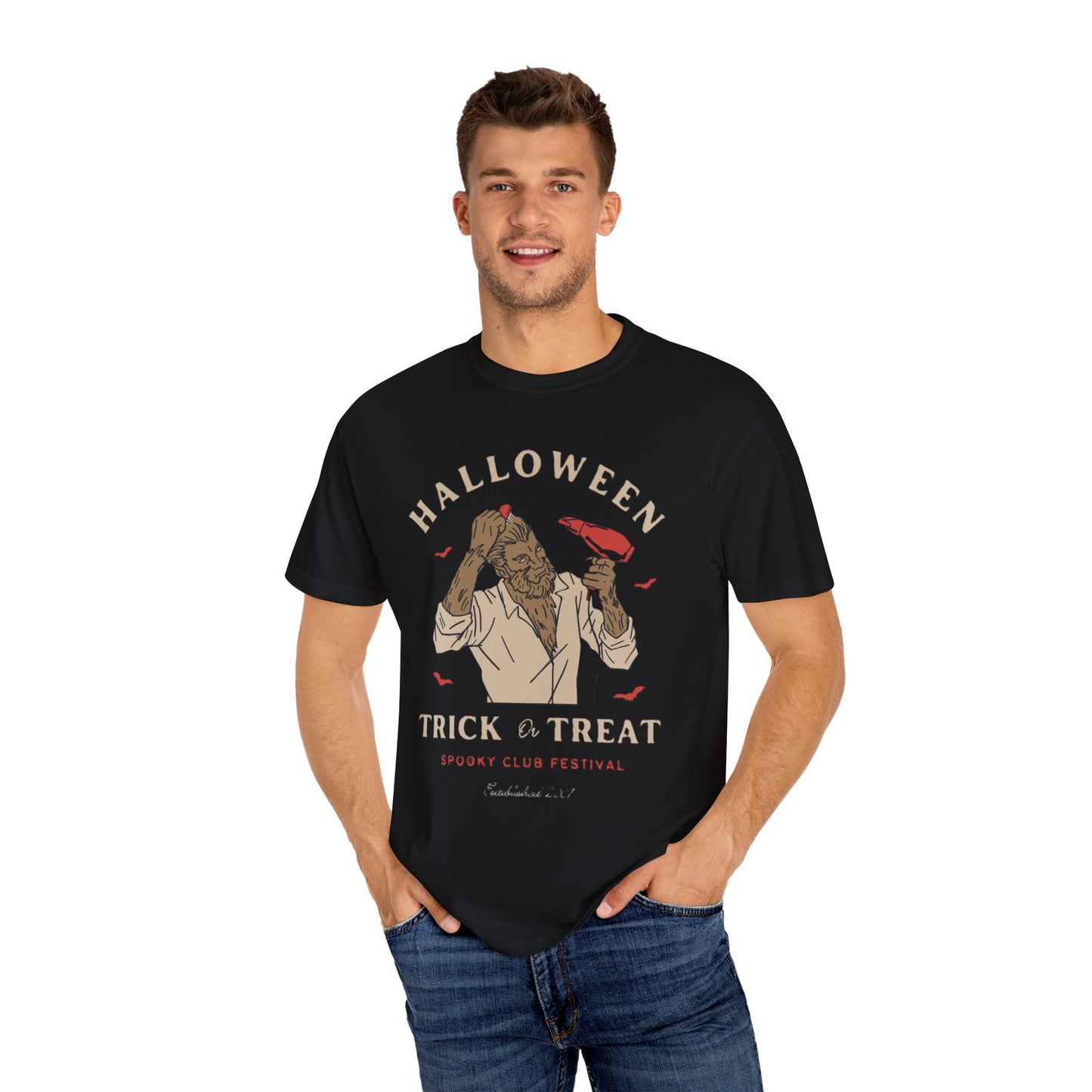 Halloween Trick or Treat Men T-Shirt, Spooky Shirt, Autumn Apparel, Fall Fashion, Halloween Costume, Trick or Treat Tee