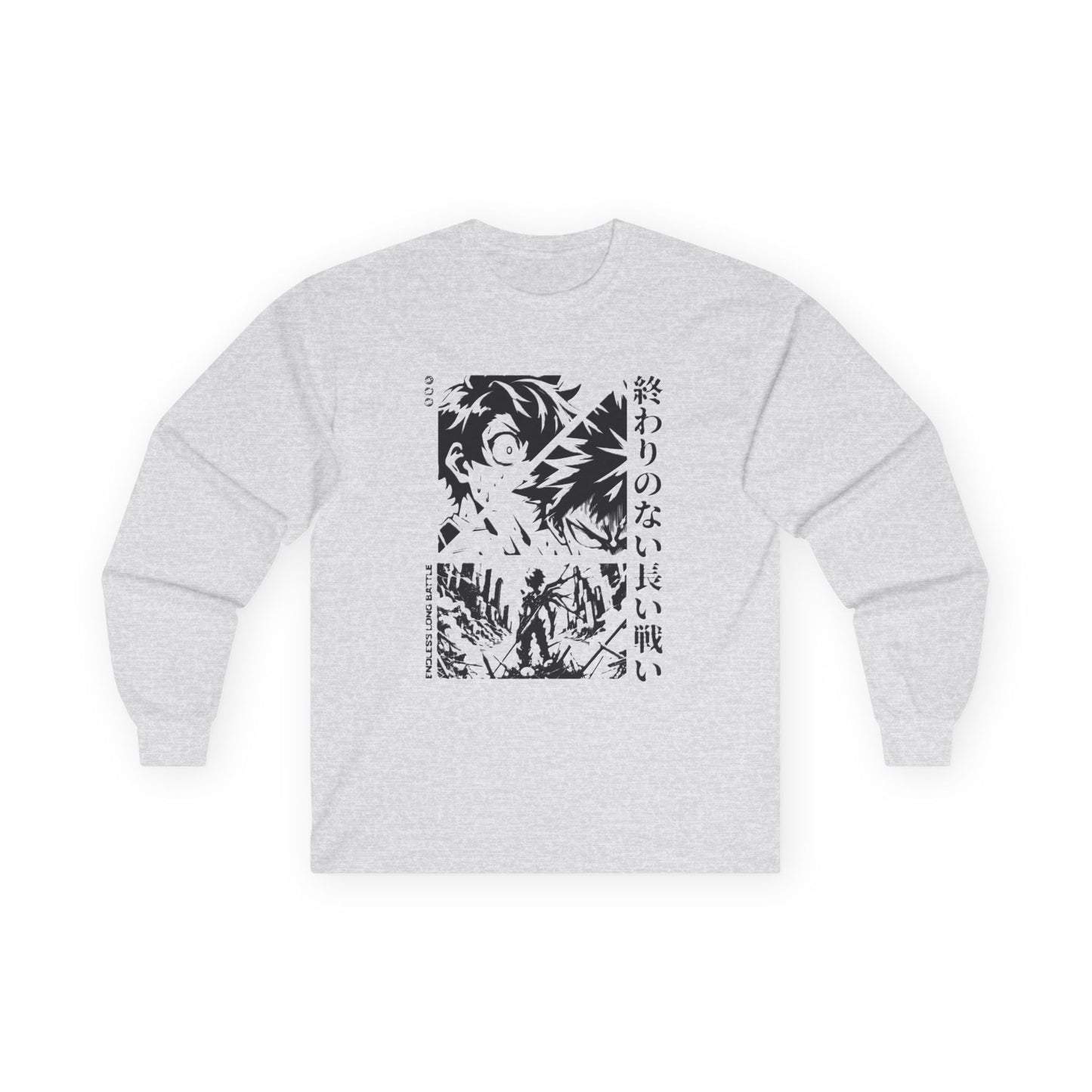Anime-Inspired Long Sleeve Tee with Japanese Text, Trendy Shirt for Fans, Gift for Birthdays, Casual Wear, Unique Fashion