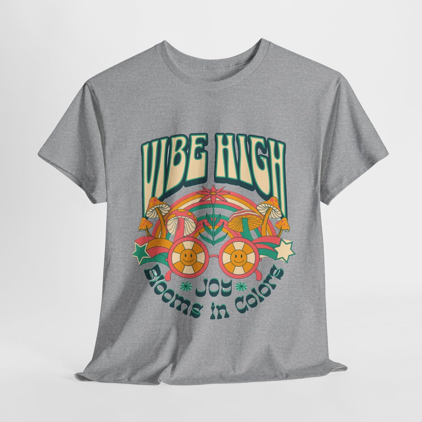 Vibe High women's Heavy Cotton Tee | Retro Graphic Tee for Music Lovers, Festival Wear, Casual Outfits, Gift Idea