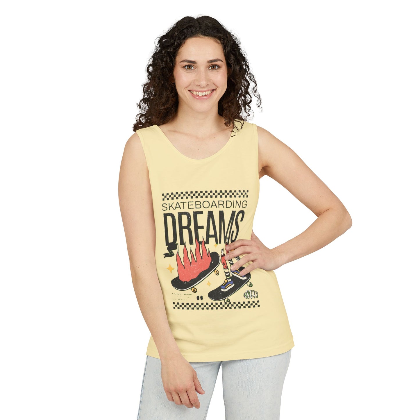 Skateboarding Dreams Tank Top, Unisex Summer Top, Skateboarder Gift, Beach Wear, Casual Outfit, Skate Culture Apparel