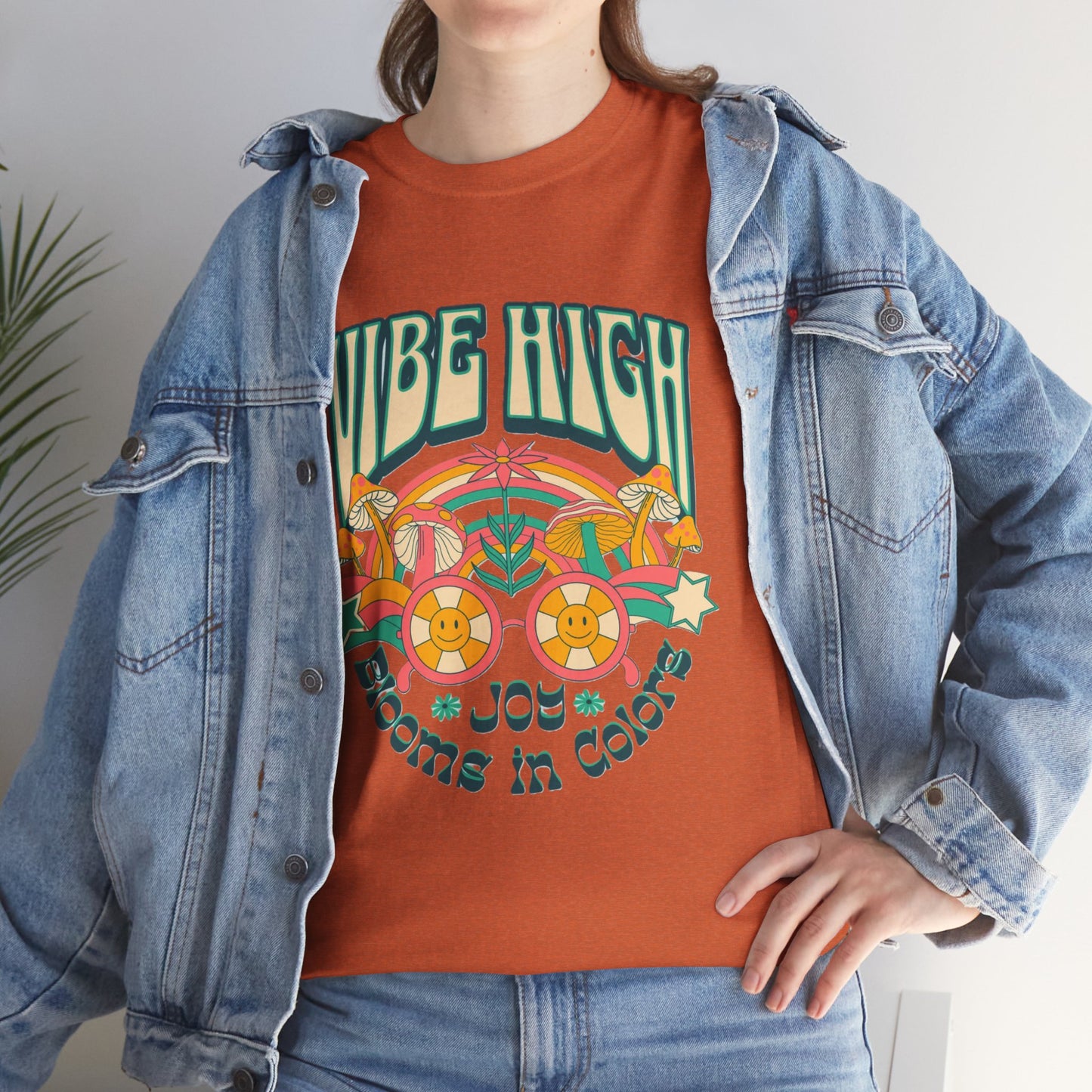 Vibe High women's Heavy Cotton Tee | Retro Graphic Tee for Music Lovers, Festival Wear, Casual Outfits, Gift Idea