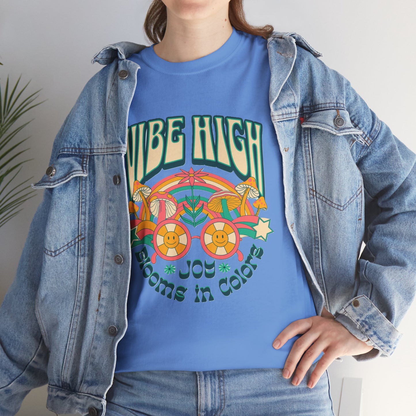 Vibe High women's Heavy Cotton Tee | Retro Graphic Tee for Music Lovers, Festival Wear, Casual Outfits, Gift Idea