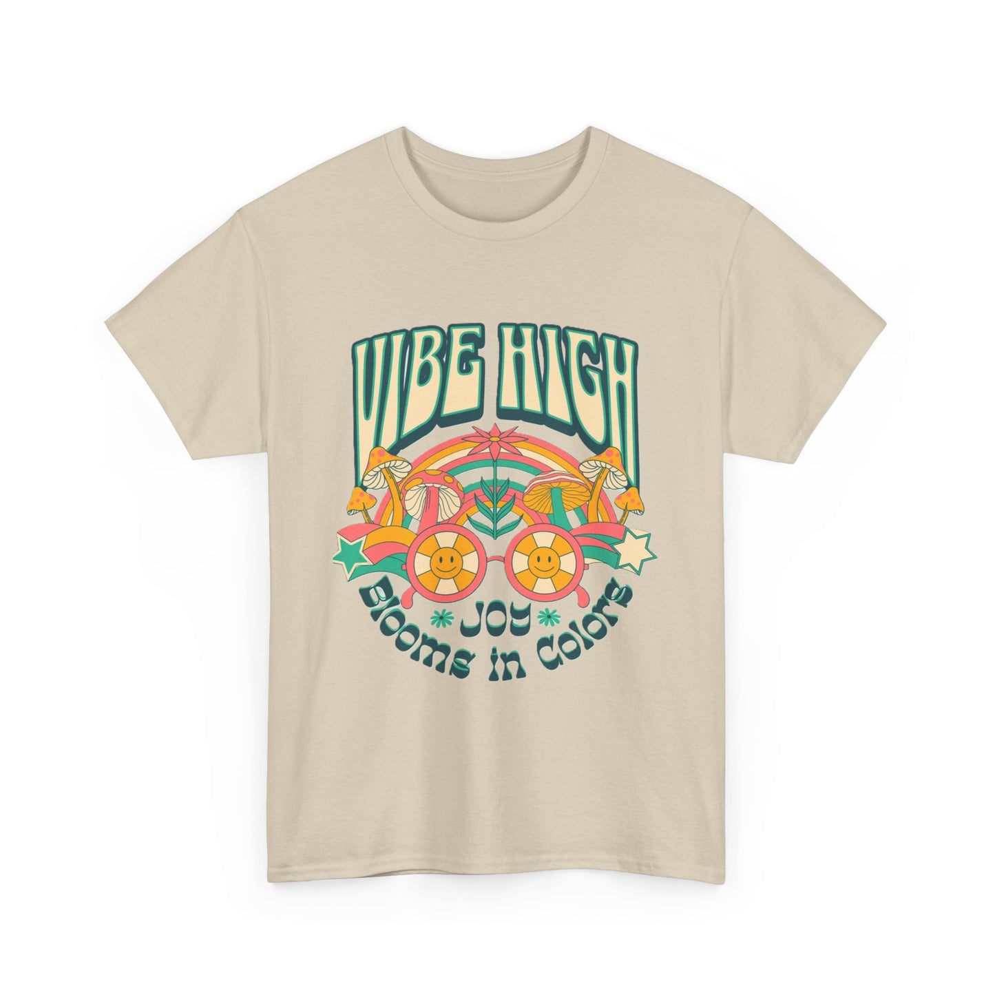 Vibe High women's Heavy Cotton Tee | Retro Graphic Tee for Music Lovers, Festival Wear, Casual Outfits, Gift Idea