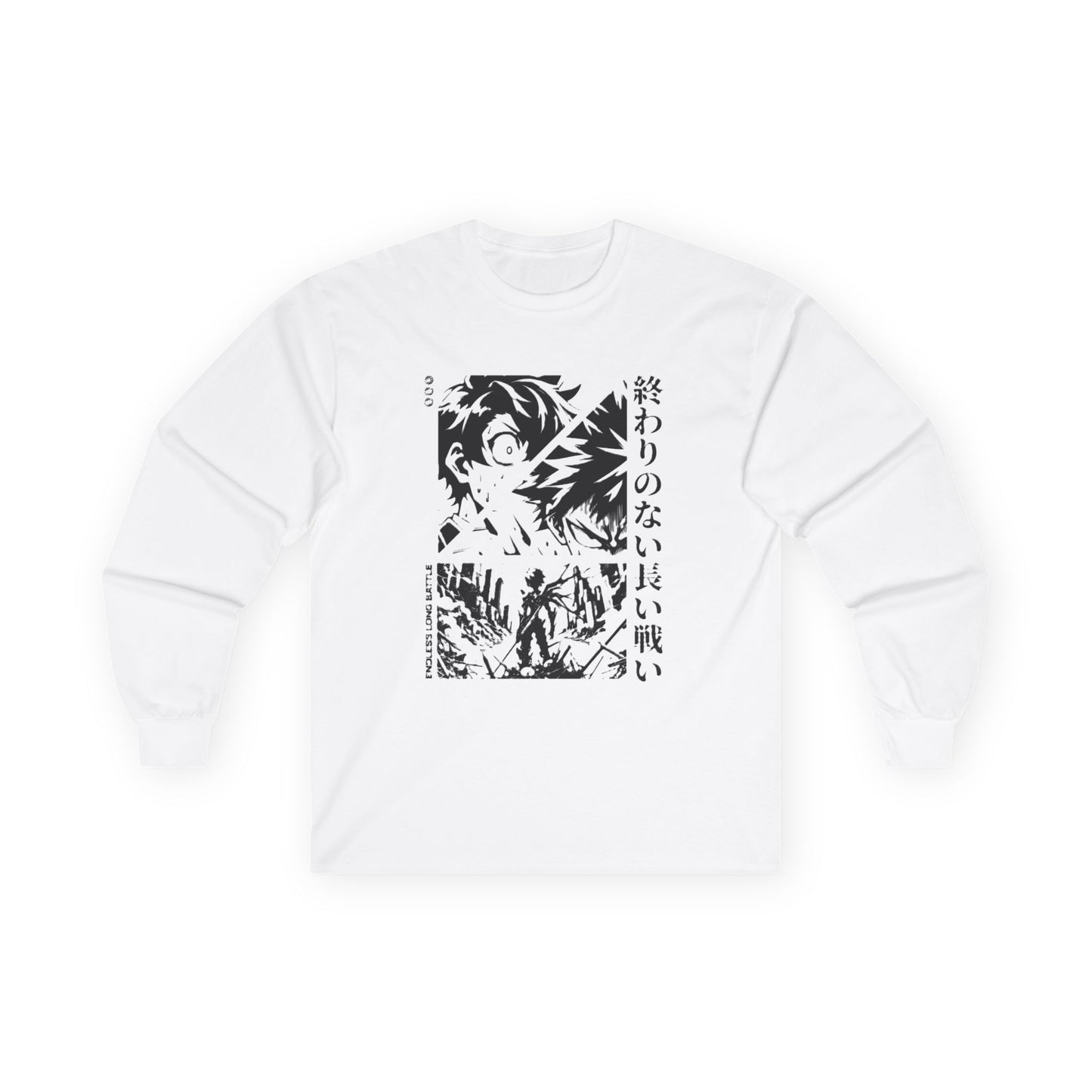 Anime-Inspired Long Sleeve Tee with Japanese Text, Trendy Shirt for Fans, Gift for Birthdays, Casual Wear, Unique Fashion