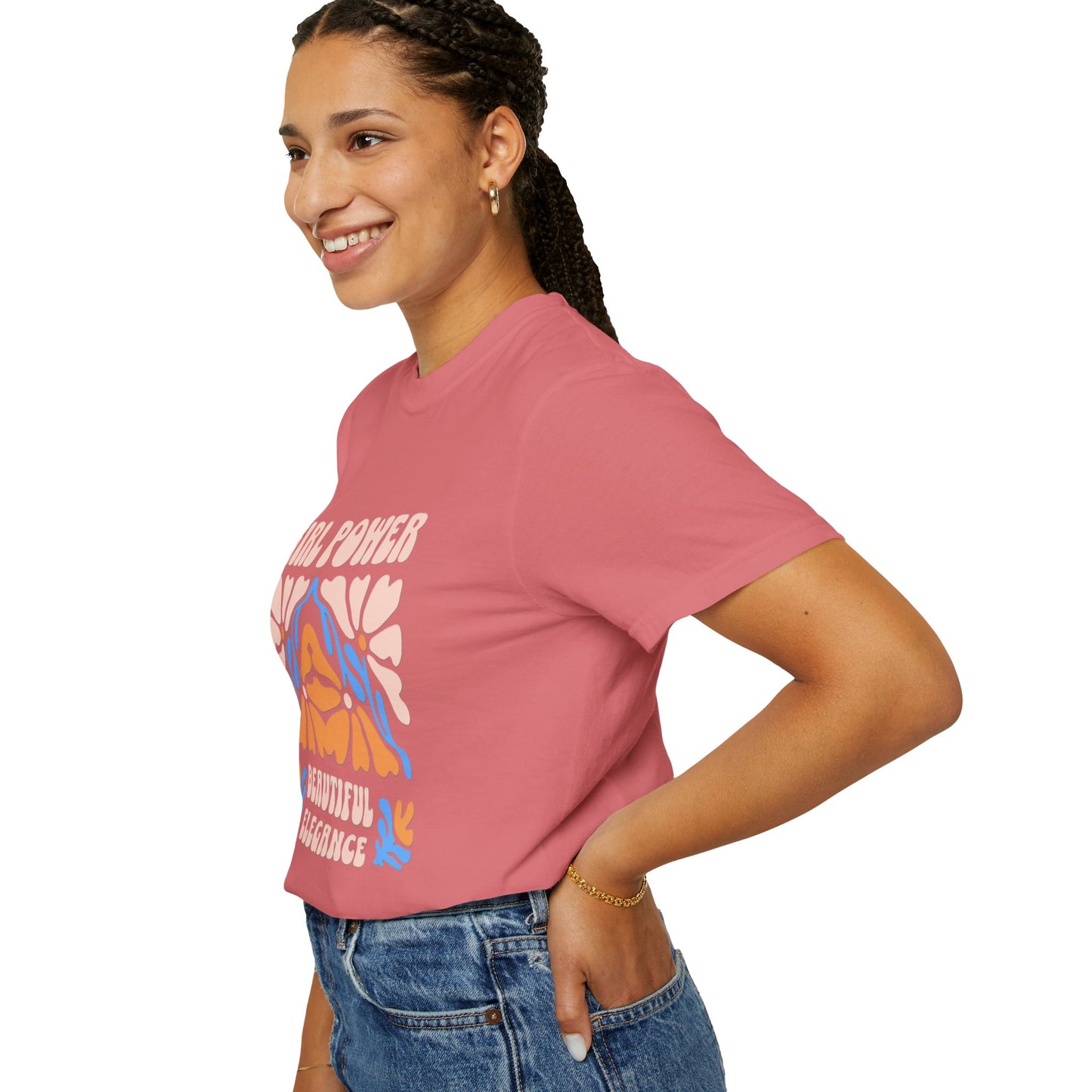 Girl Power Garment-Dyed T-Shirt, Feminist Apparel, Unique Gift for Women, Comfortable Everyday Wear, Trendy Casual Style