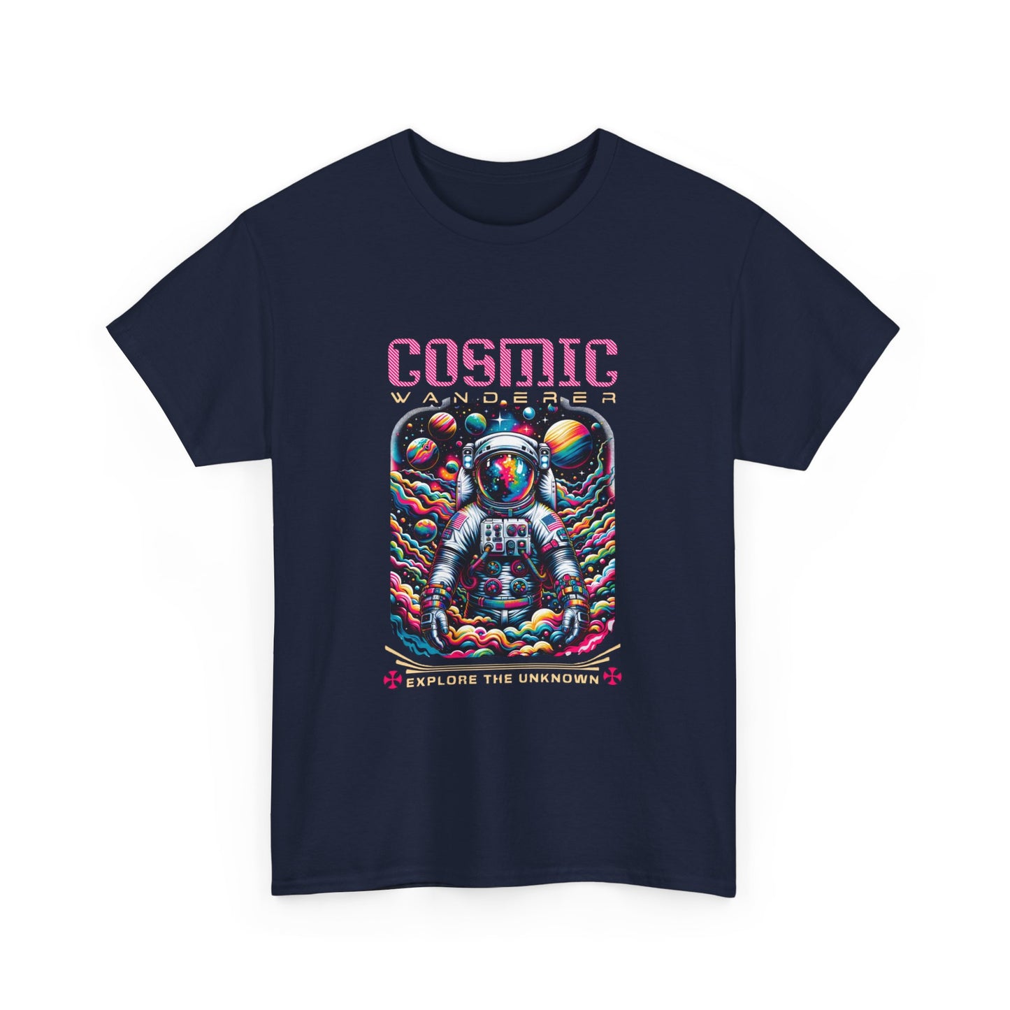 Cosmic Voyager Tee, Explore the Unknown Graphic T-Shirt, Space Theme Apparel, Unisex Cotton Tee, Gift for Space Lovers, Unique Casual Wear