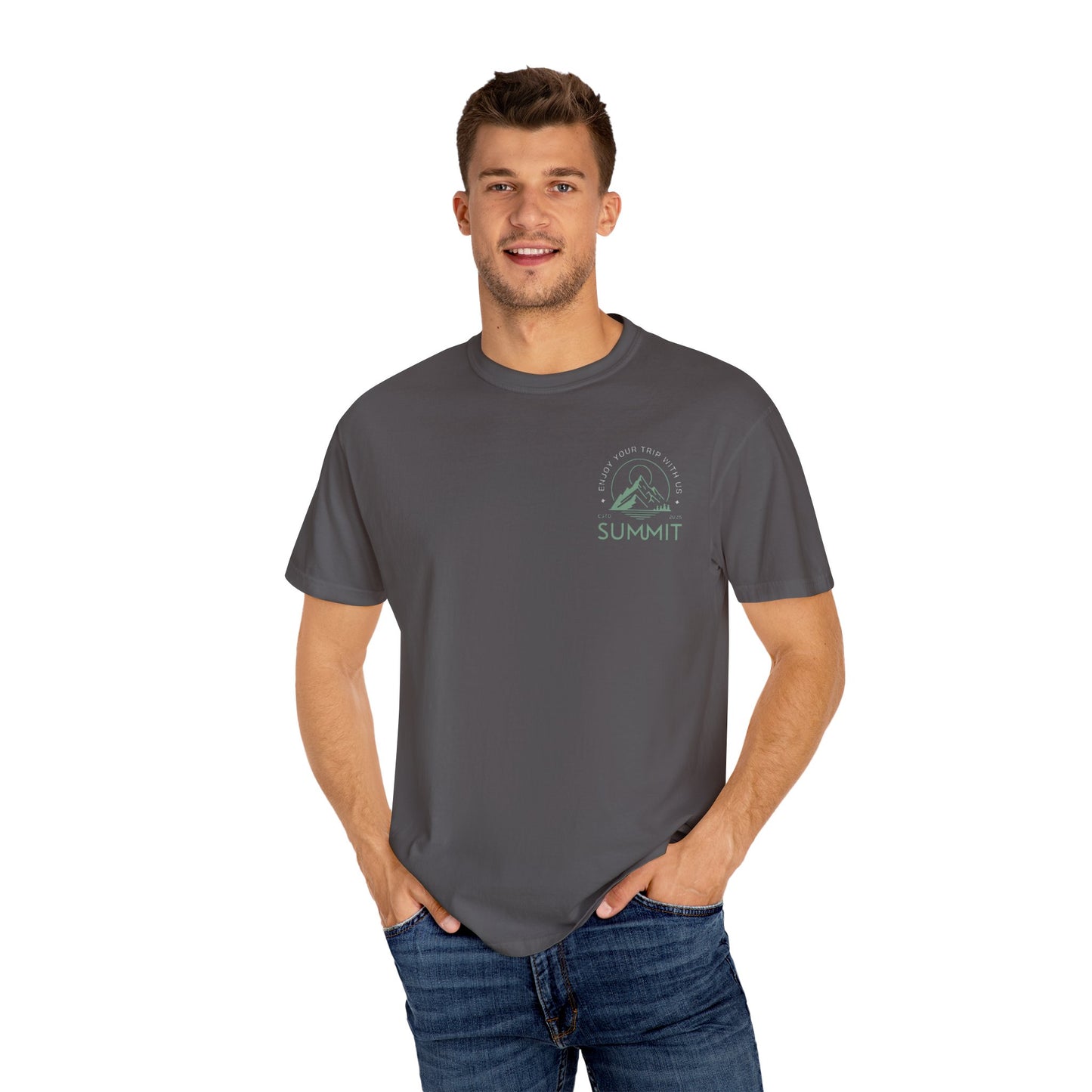 Summit Adventure Man's Garment-Dyed T-shirt | Nature Lover Tee | Hiking Shirt | Outdoor Apparel | Perfect Gift for Explorers