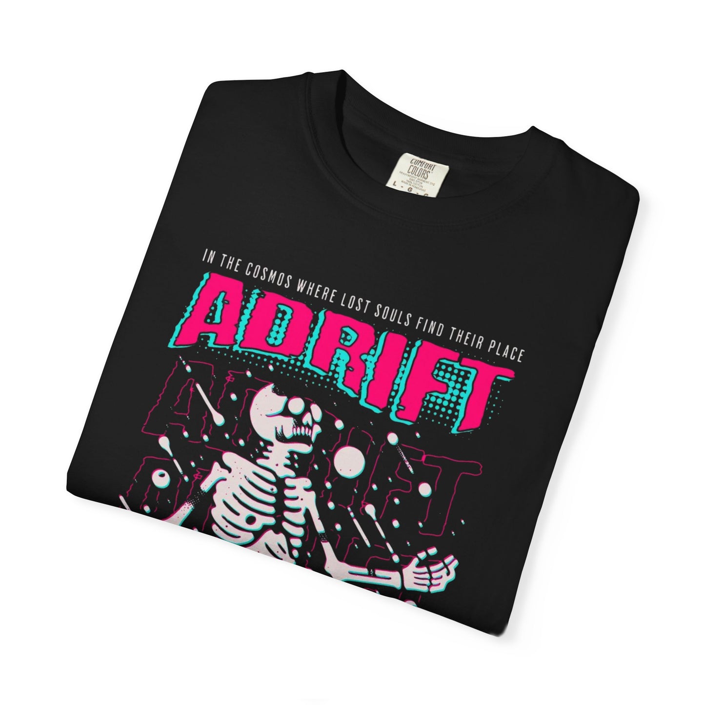 Galactic Skeleton T-shirt, Adrift in Space Shirt, Fashionable Streetwear, Perfect for Halloween & Music Lovers