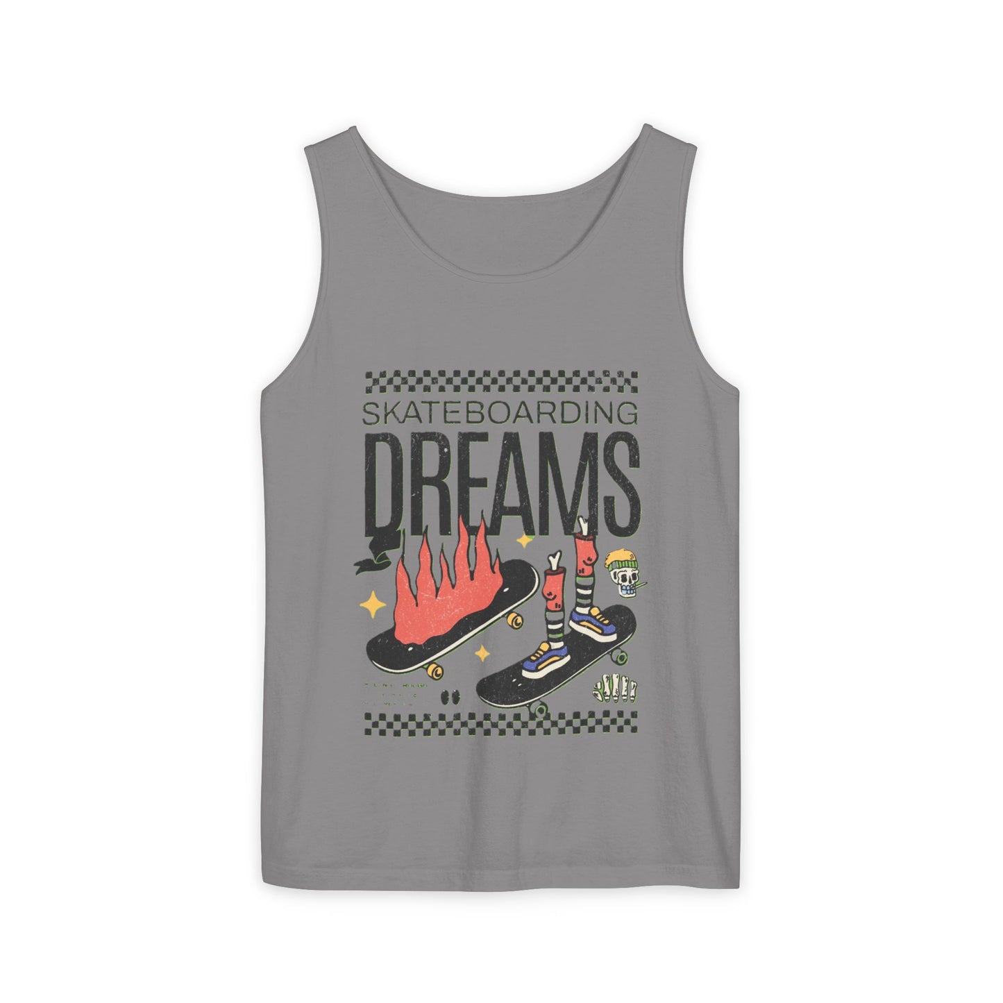 Skateboarding Dreams Tank Top, Unisex Summer Top, Skateboarder Gift, Beach Wear, Casual Outfit, Skate Culture Apparel