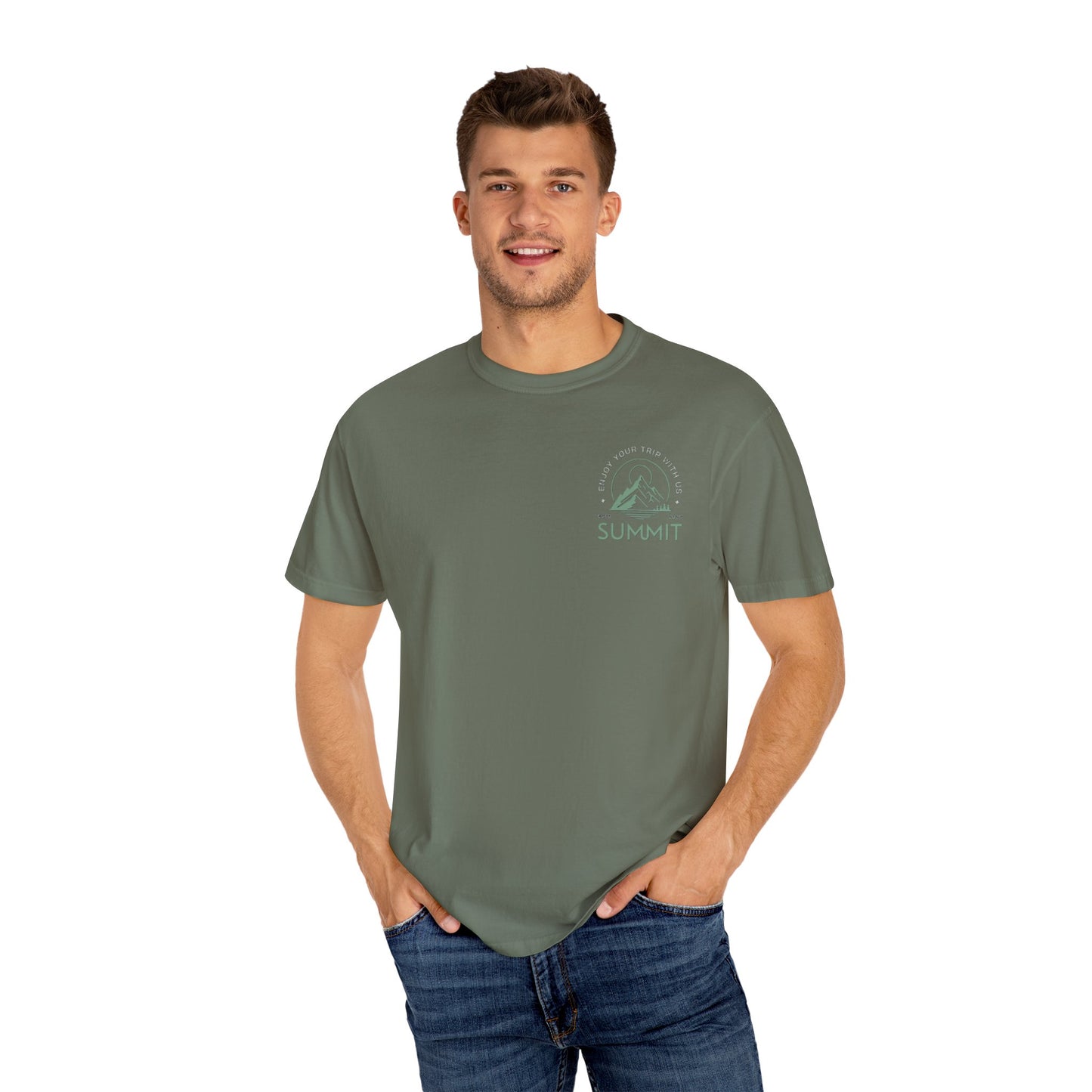 Summit Adventure Man's Garment-Dyed T-shirt | Nature Lover Tee | Hiking Shirt | Outdoor Apparel | Perfect Gift for Explorers