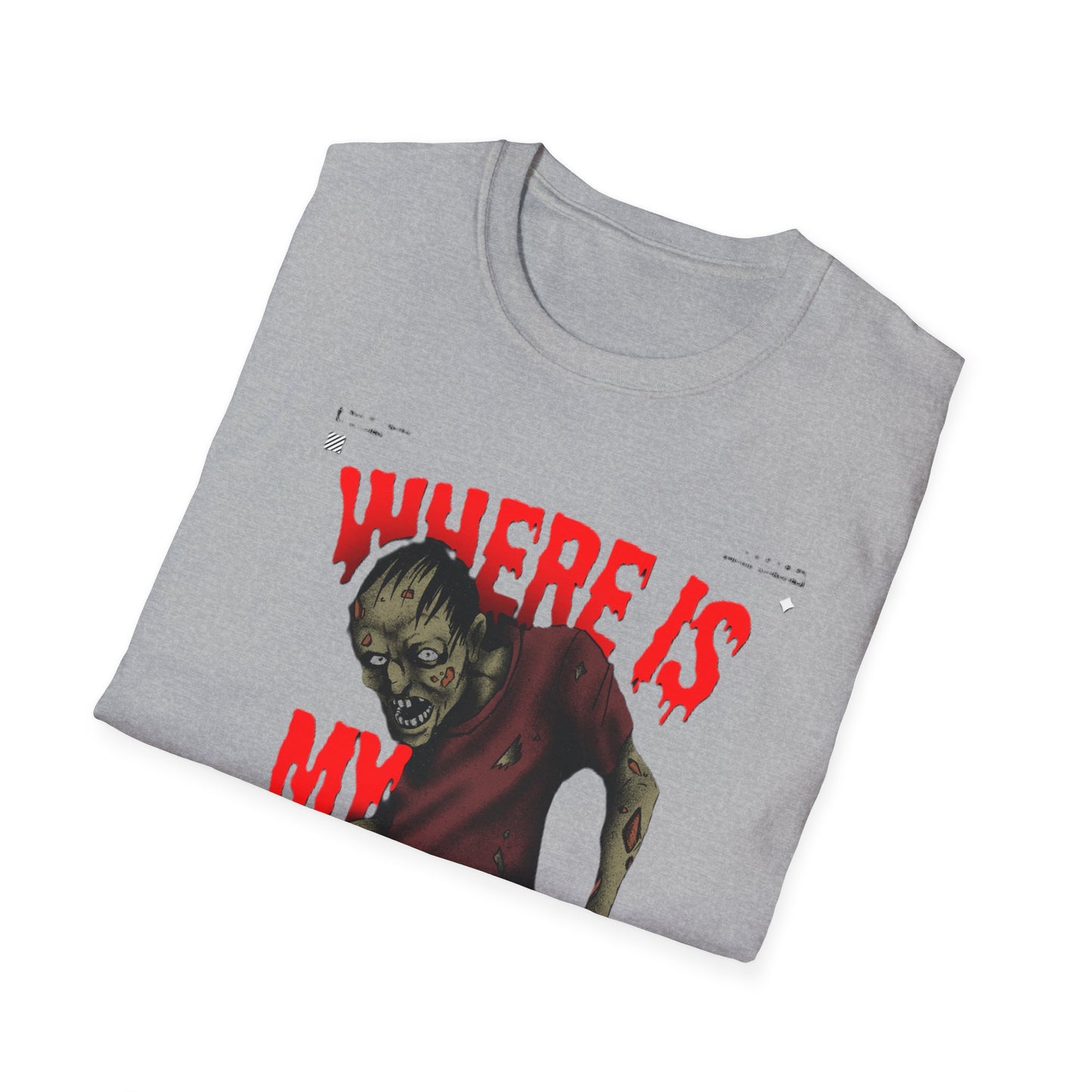 Zombie Halloween T-Shirt, Where is My Candy? Graphic Tee, Unisex Softstyle Tee, Horror T-Shirt, Spooky Costume Apparel