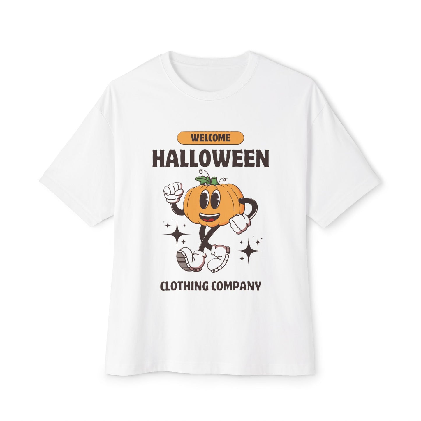 Welcome Halloween Unisex Oversized Boxy Tee | Cute Pumpkin Tee, Fall Apparel, Halloween Party Shirt, Cozy Graphic Tee