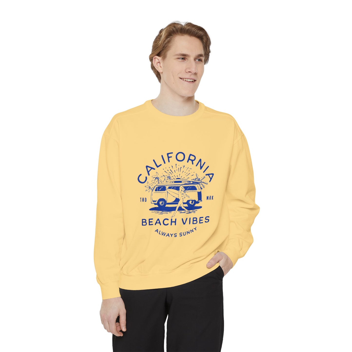 California Beach Vibes Sweatshirt, Cozy Beach Hoodie, Summer Casual Wear, Gift for Beach Lovers, Unisex Relaxed Fit Sweater
