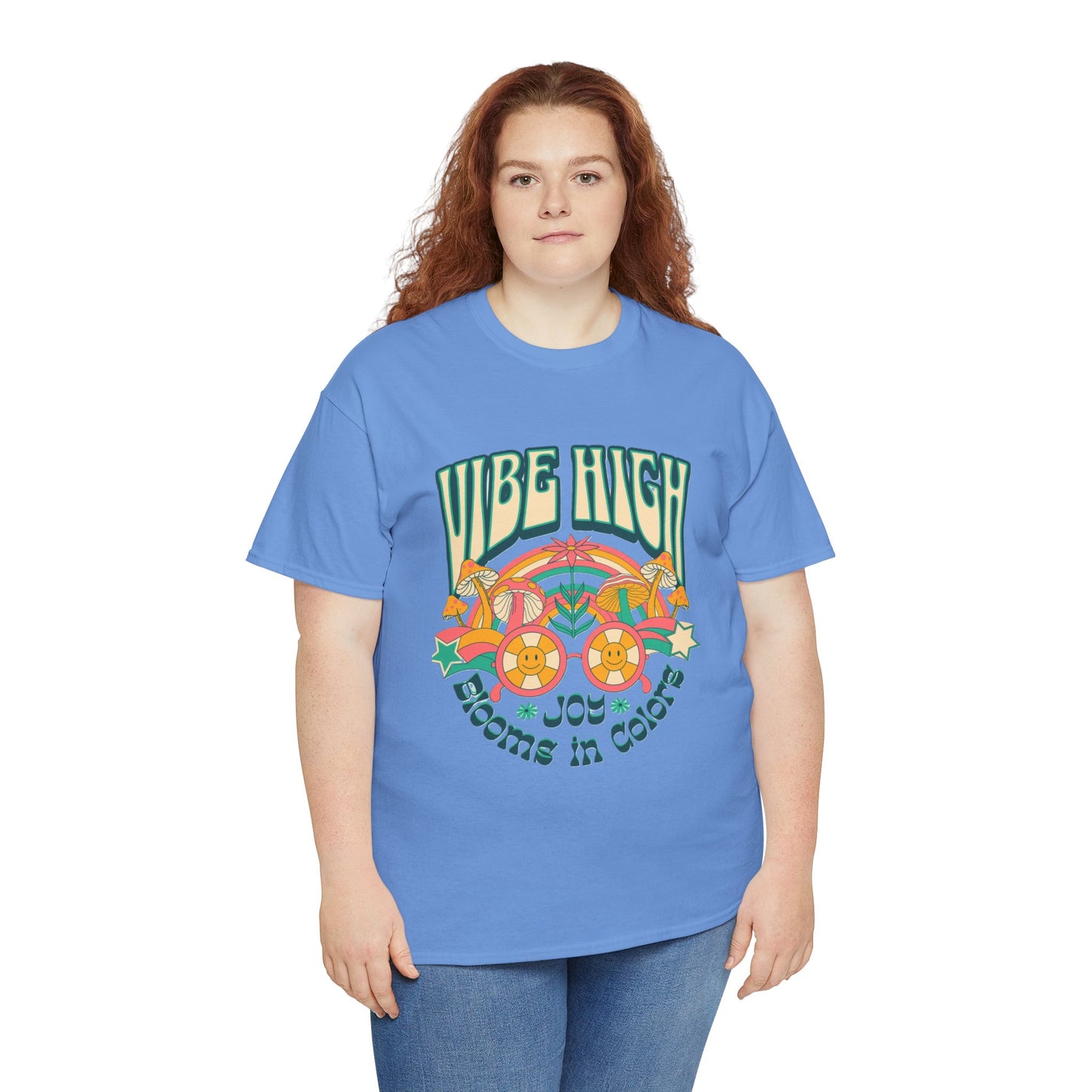 Vibe High women's Heavy Cotton Tee | Retro Graphic Tee for Music Lovers, Festival Wear, Casual Outfits, Gift Idea
