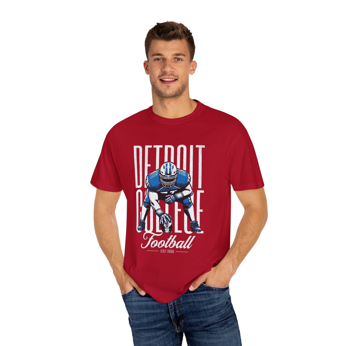 VMan's intage Detroit College Football T-Shirt, Graphic Tee for Game Day, Sports Fan Apparel, Casual Wear, College Team Gifts