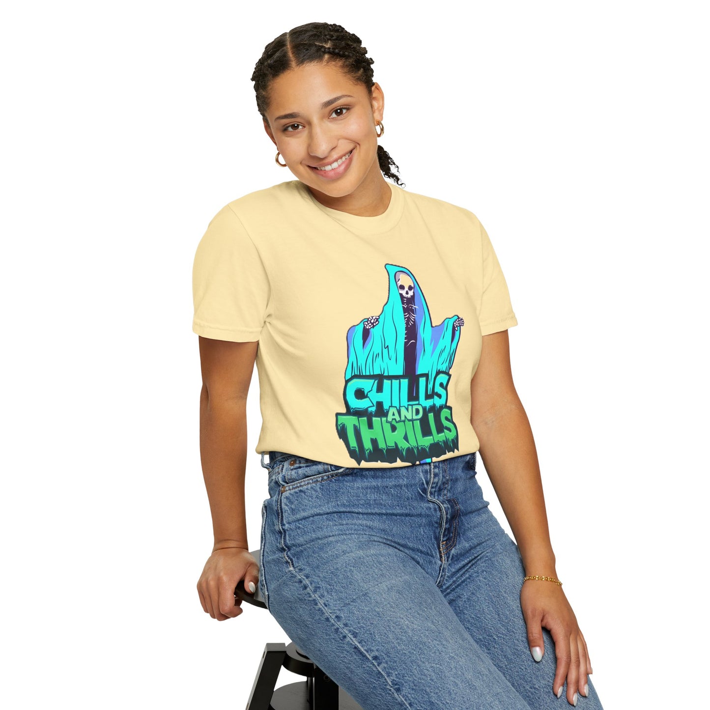 Chills and Thrills Graphic T-Shirt, Halloween Shirt, Unisex Tee, Spooky Shirt, Casual Wear, Perfect for Fall Celebrations