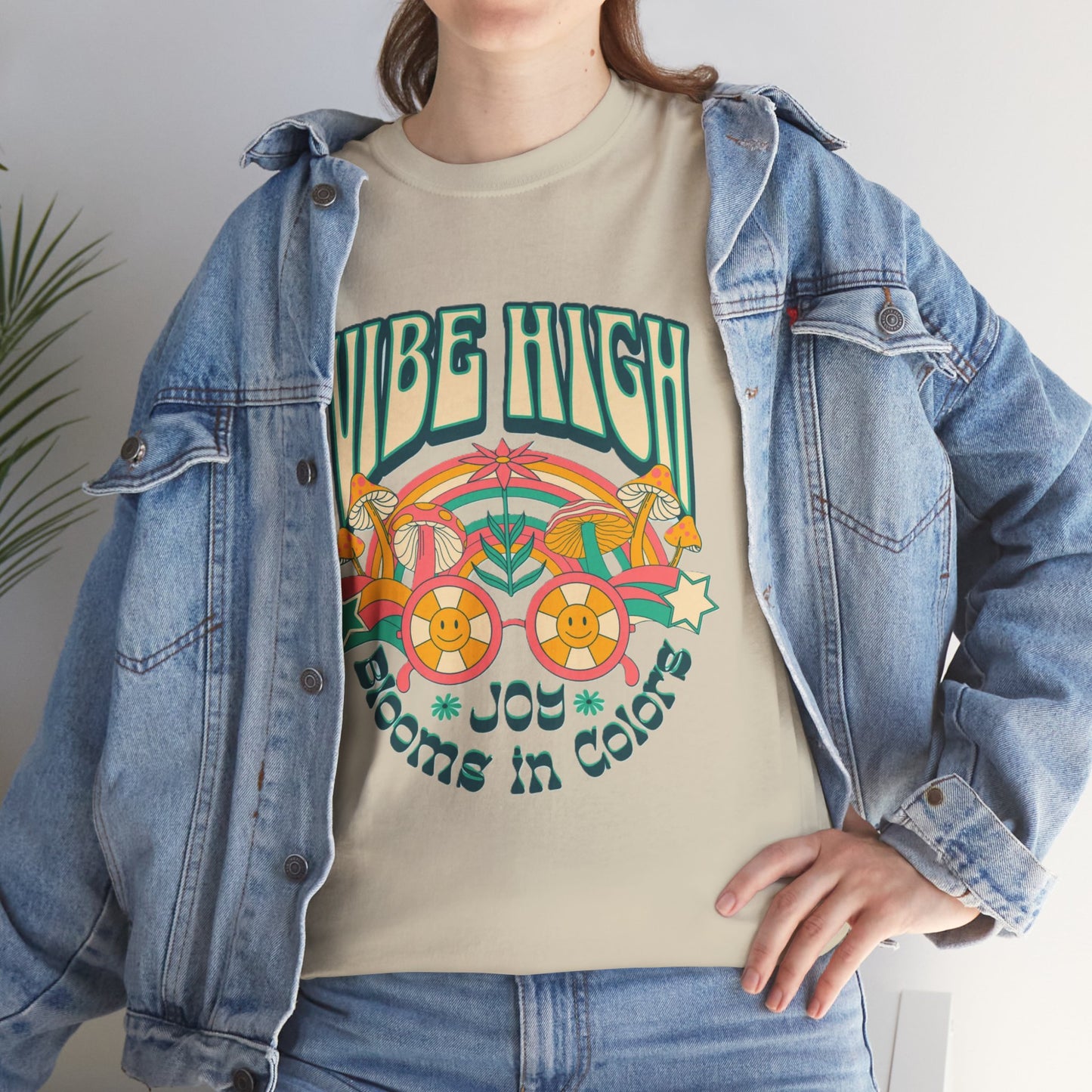 Vibe High women's Heavy Cotton Tee | Retro Graphic Tee for Music Lovers, Festival Wear, Casual Outfits, Gift Idea