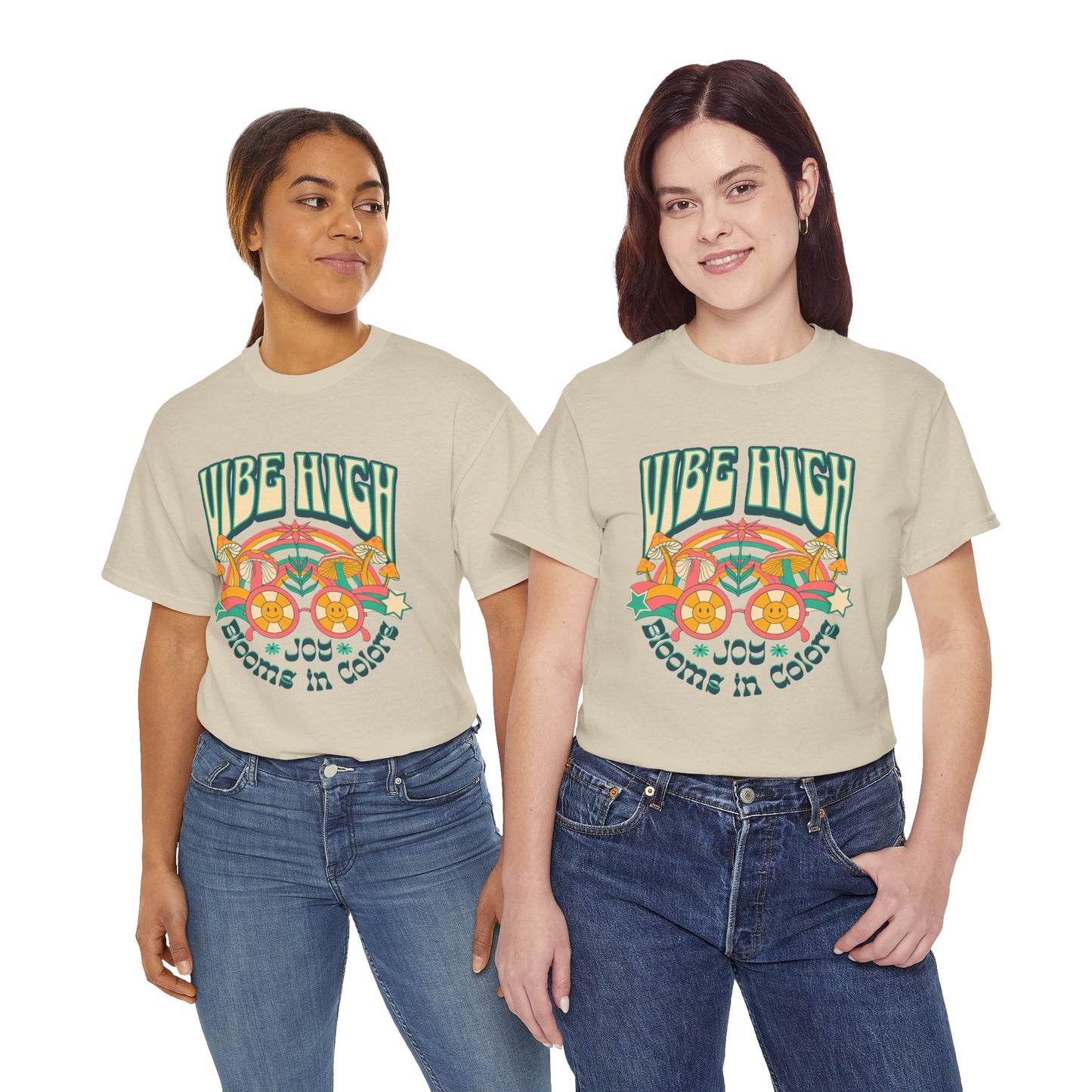 Vibe High women's Heavy Cotton Tee | Retro Graphic Tee for Music Lovers, Festival Wear, Casual Outfits, Gift Idea
