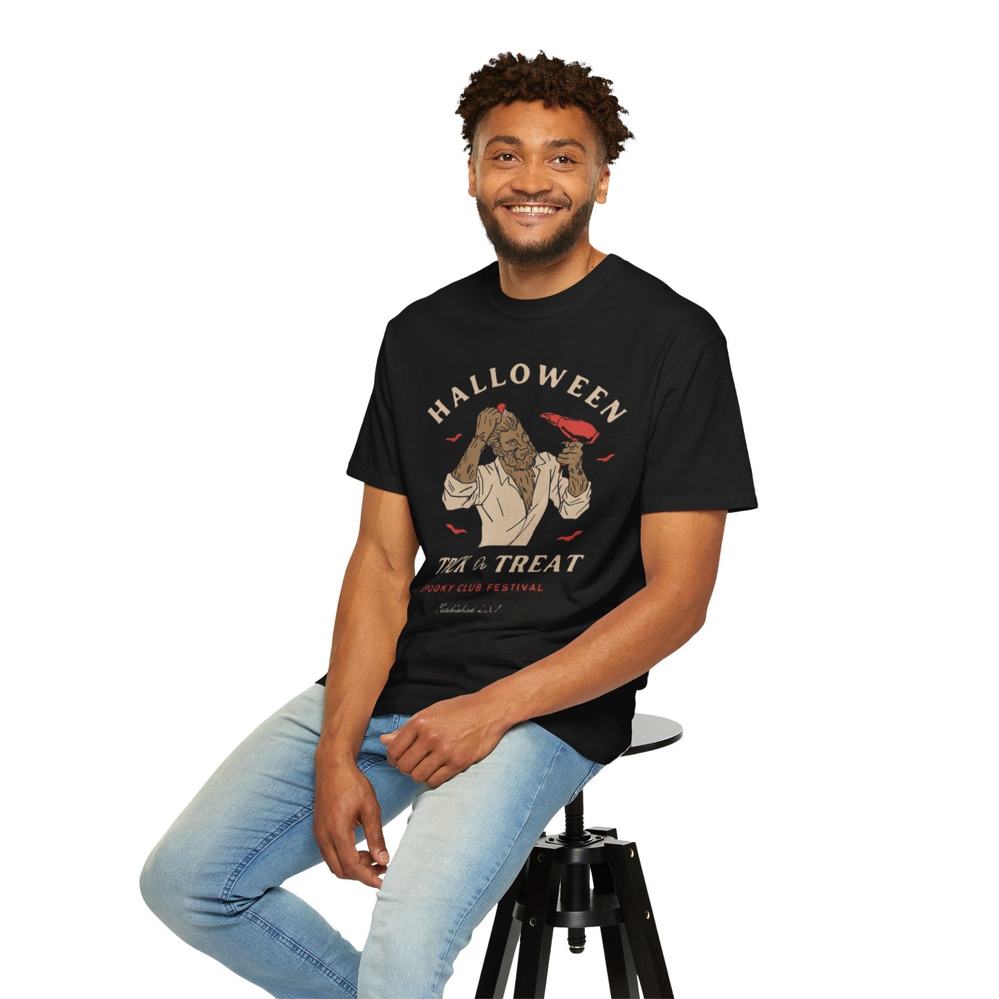 Halloween Trick or Treat Men T-Shirt, Spooky Shirt, Autumn Apparel, Fall Fashion, Halloween Costume, Trick or Treat Tee
