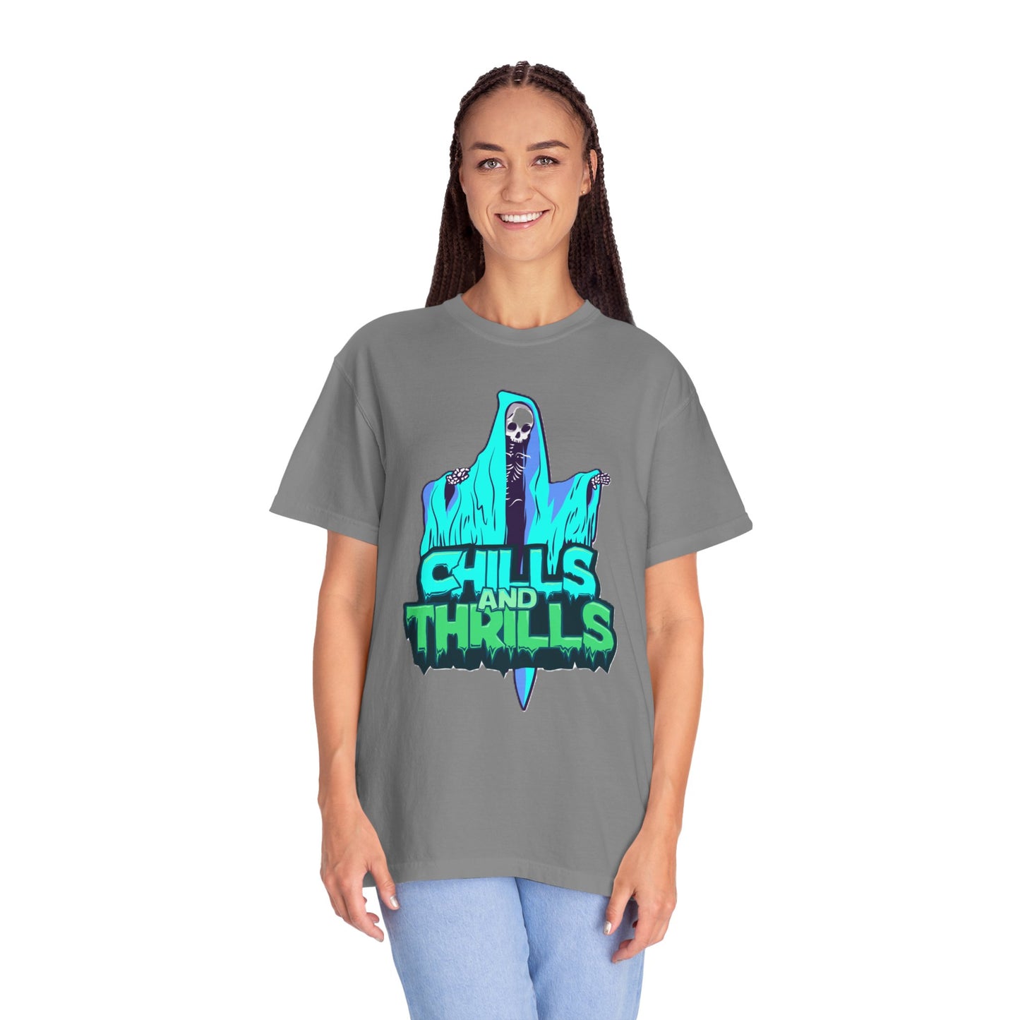 Chills and Thrills Graphic T-Shirt, Halloween Shirt, Unisex Tee, Spooky Shirt, Casual Wear, Perfect for Fall Celebrations