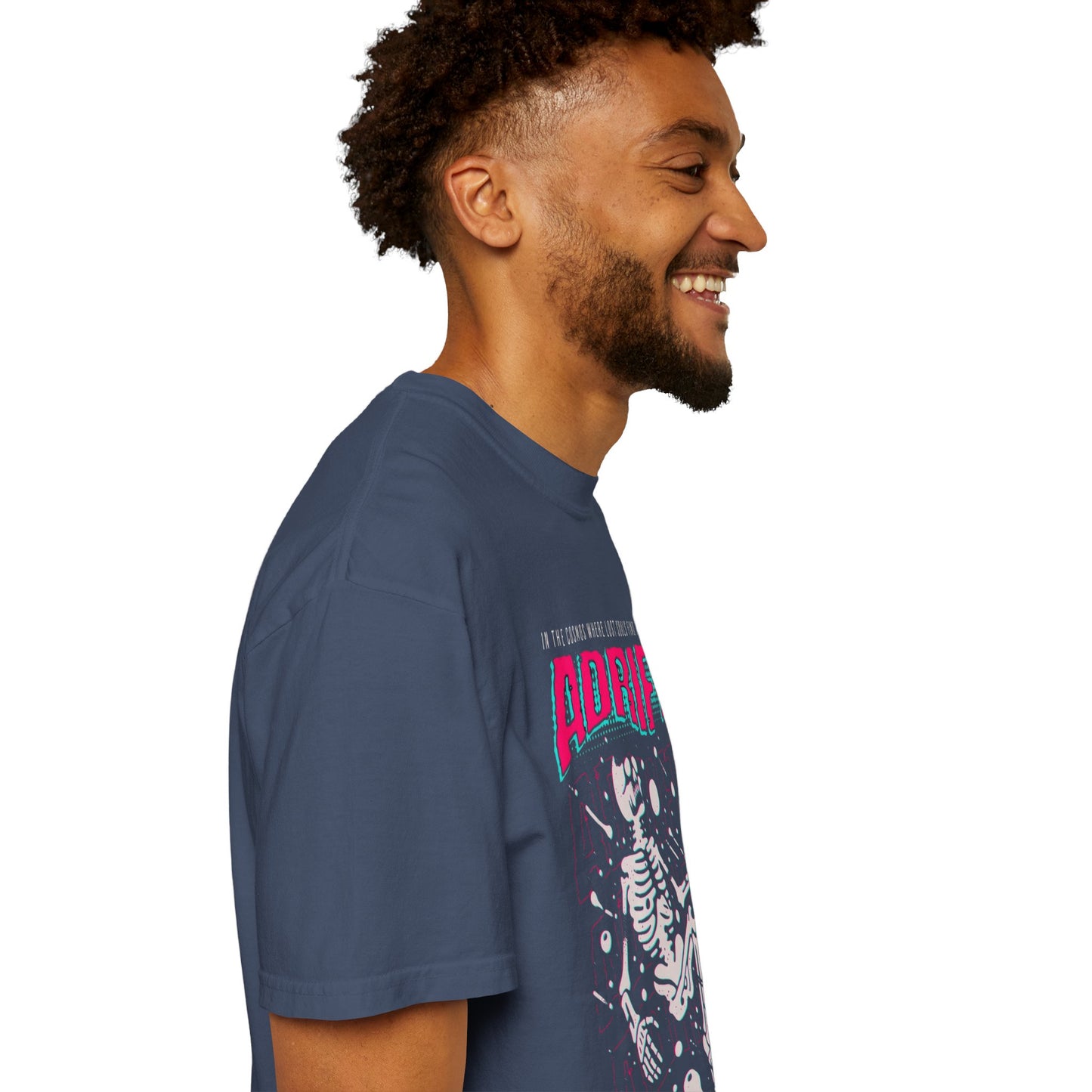 Galactic Skeleton T-shirt, Adrift in Space Shirt, Fashionable Streetwear, Perfect for Halloween & Music Lovers