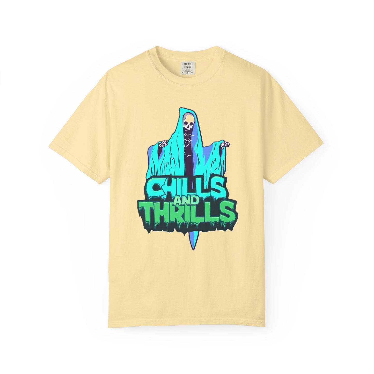Chills and Thrills Graphic T-Shirt, Halloween Shirt, Unisex Tee, Spooky Shirt, Casual Wear, Perfect for Fall Celebrations