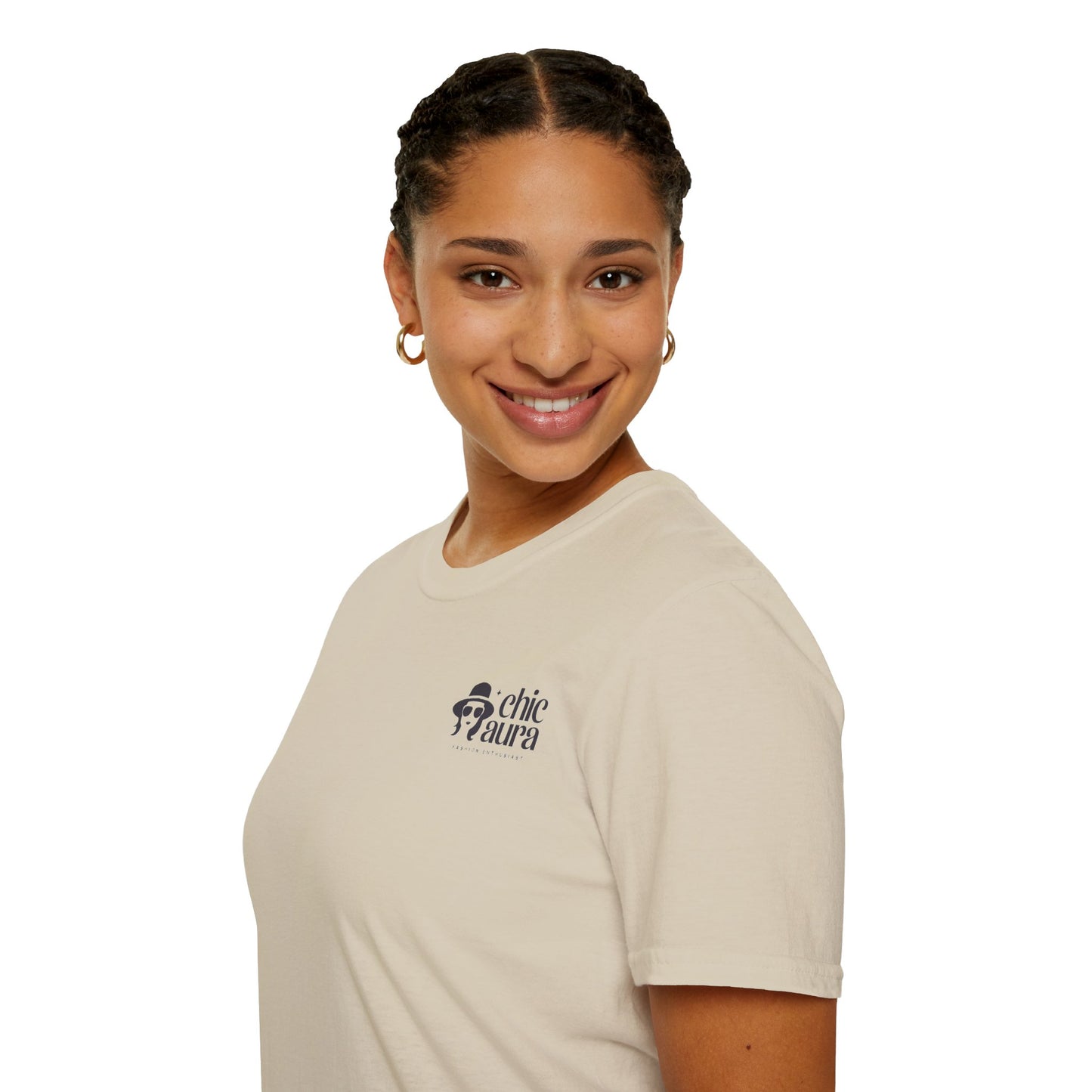 Chic Aura woman's T-Shirt, Casual Wear, Gift for Her, Everyday Style, Fashion Tee, Comfortable Shirt