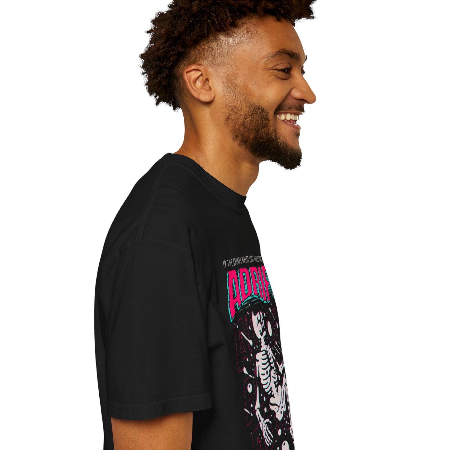 Galactic Skeleton T-shirt, Adrift in Space Shirt, Fashionable Streetwear, Perfect for Halloween & Music Lovers