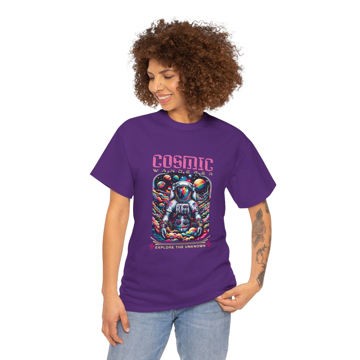 Cosmic Voyager Tee, Explore the Unknown Graphic T-Shirt, Space Theme Apparel, Unisex Cotton Tee, Gift for Space Lovers, Unique Casual Wear